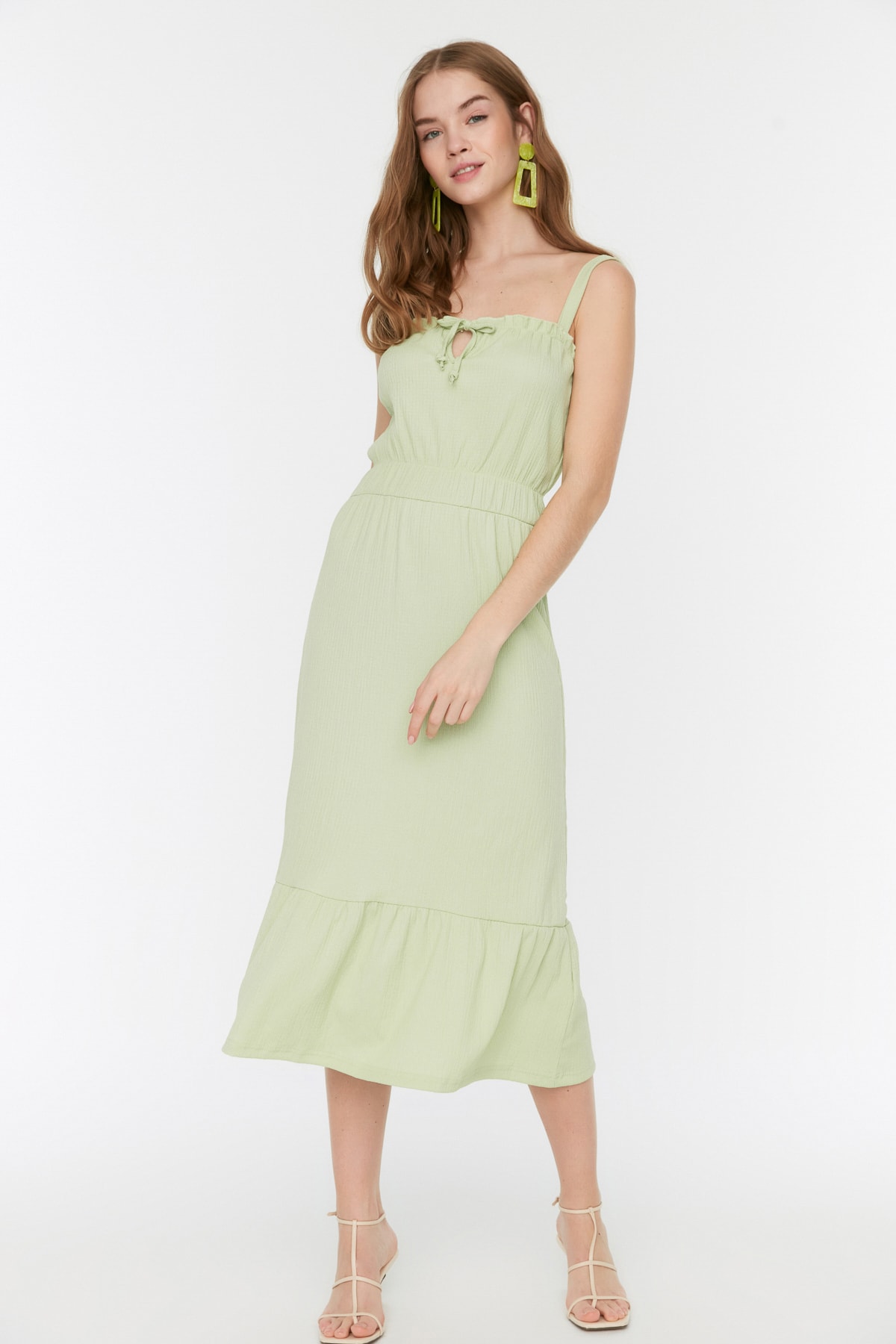 Trendyol Mint Crepe Maxi Knitted Dress