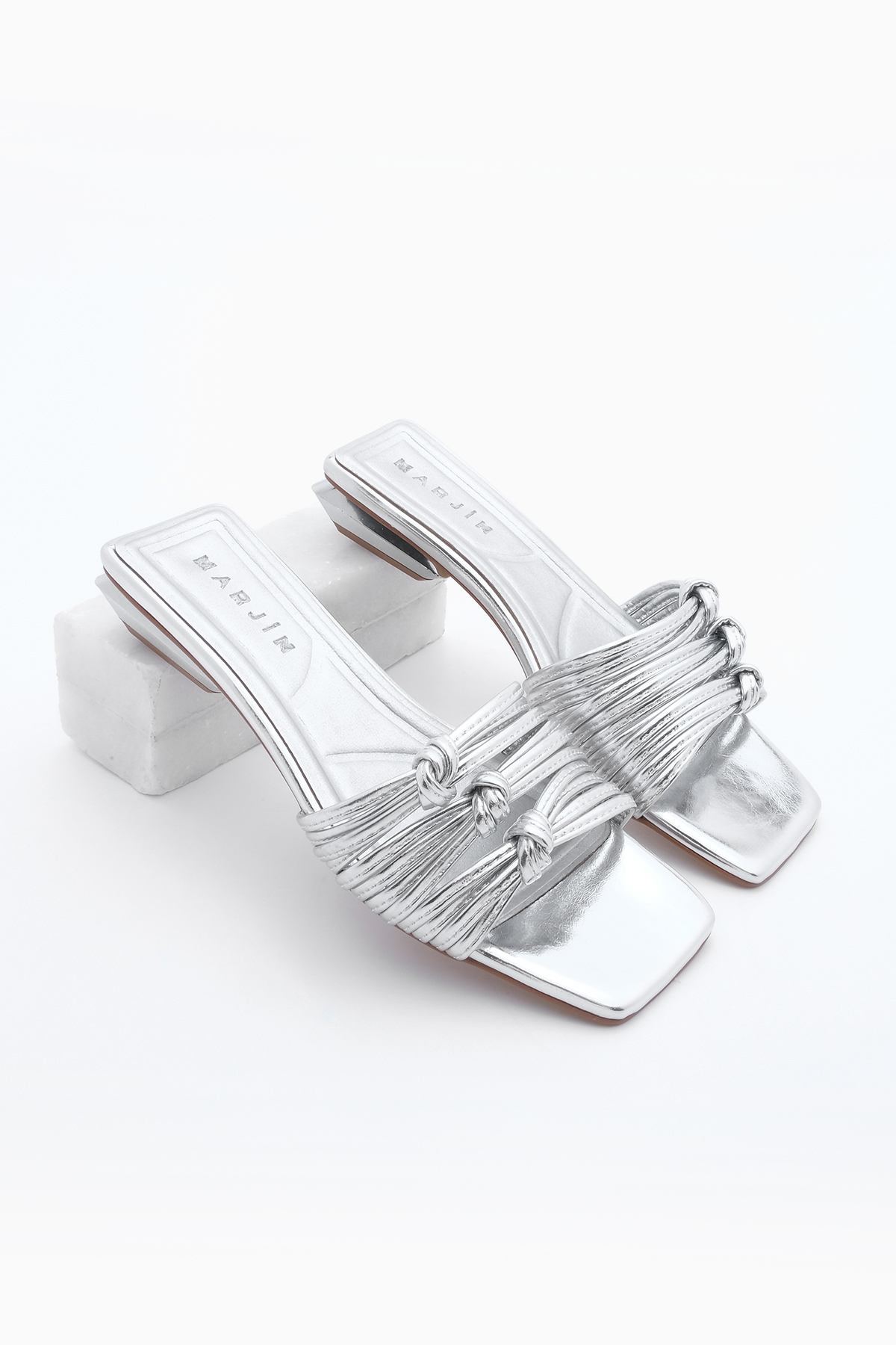 Levně Marjin Women's Heeled Slippers Tinda Silver