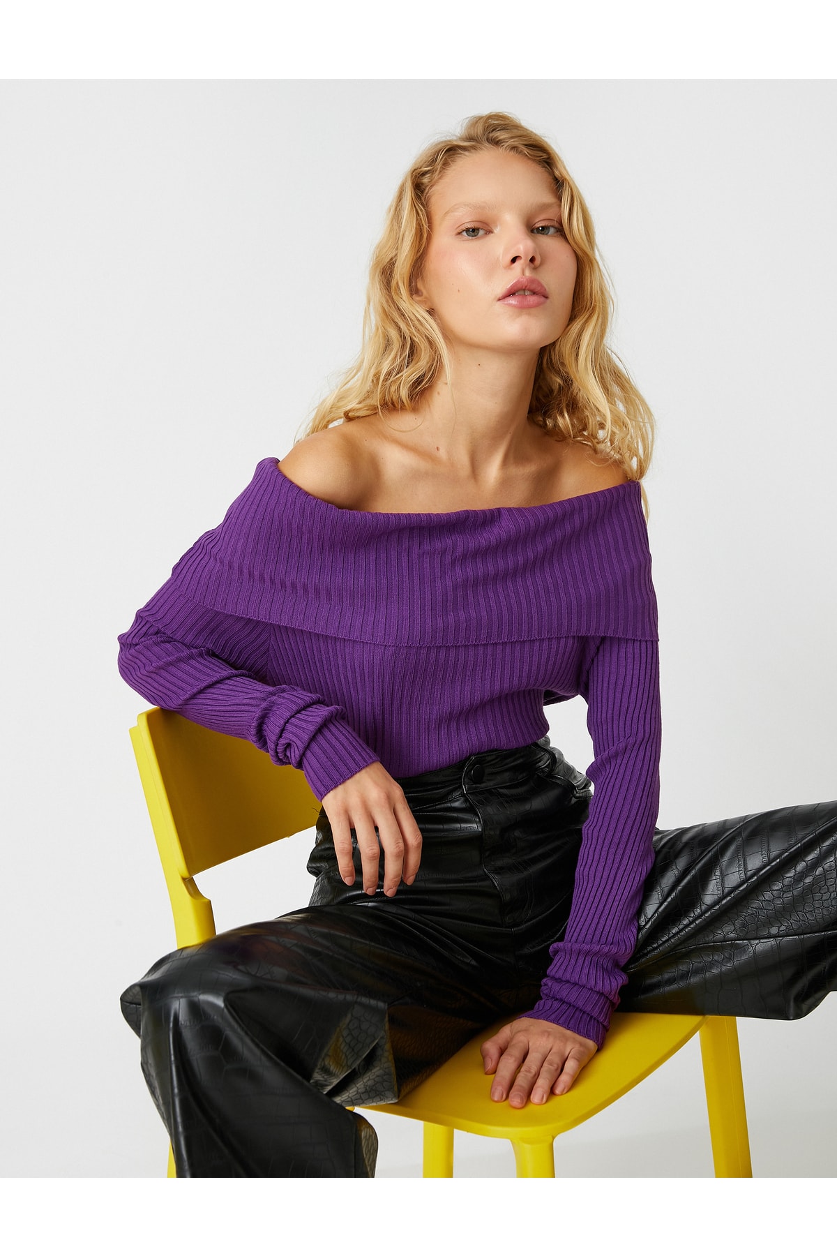 Koton Knitted Sweater Open Shoulder