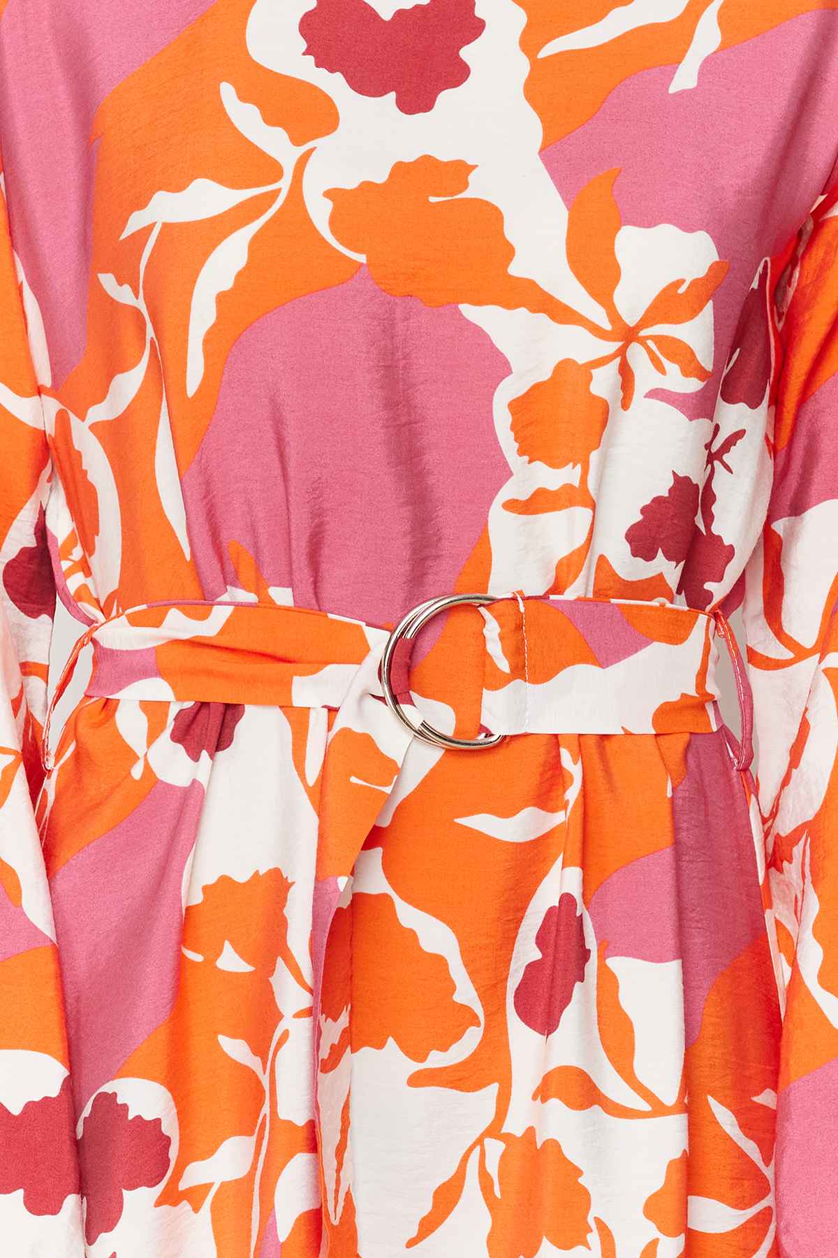 Trendyol Pink Belted Floral Woven Dress