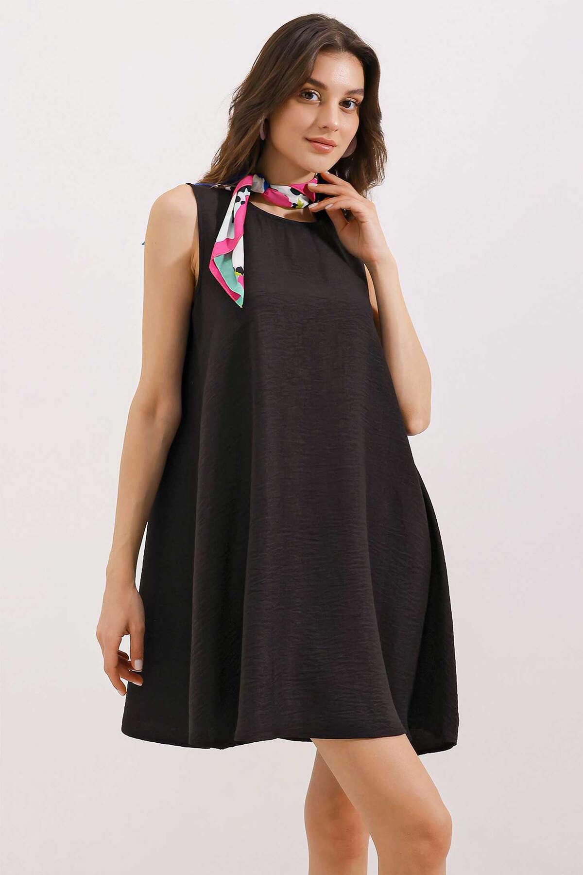 Bigdart 2444 Mini Linen Dress - Black