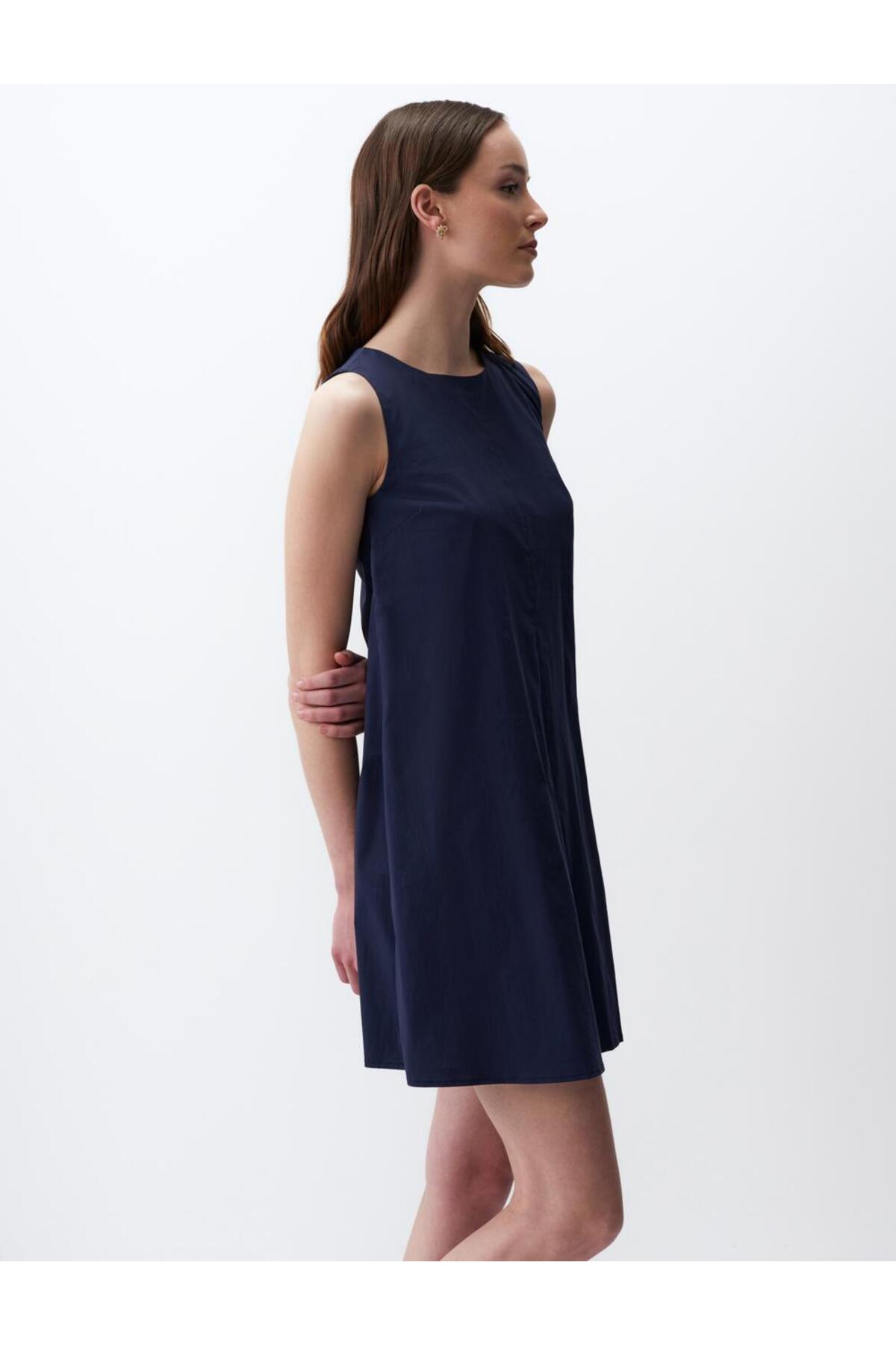 Levně Jimmy Key Navy Blue Sleeveless Basic Mini Dress