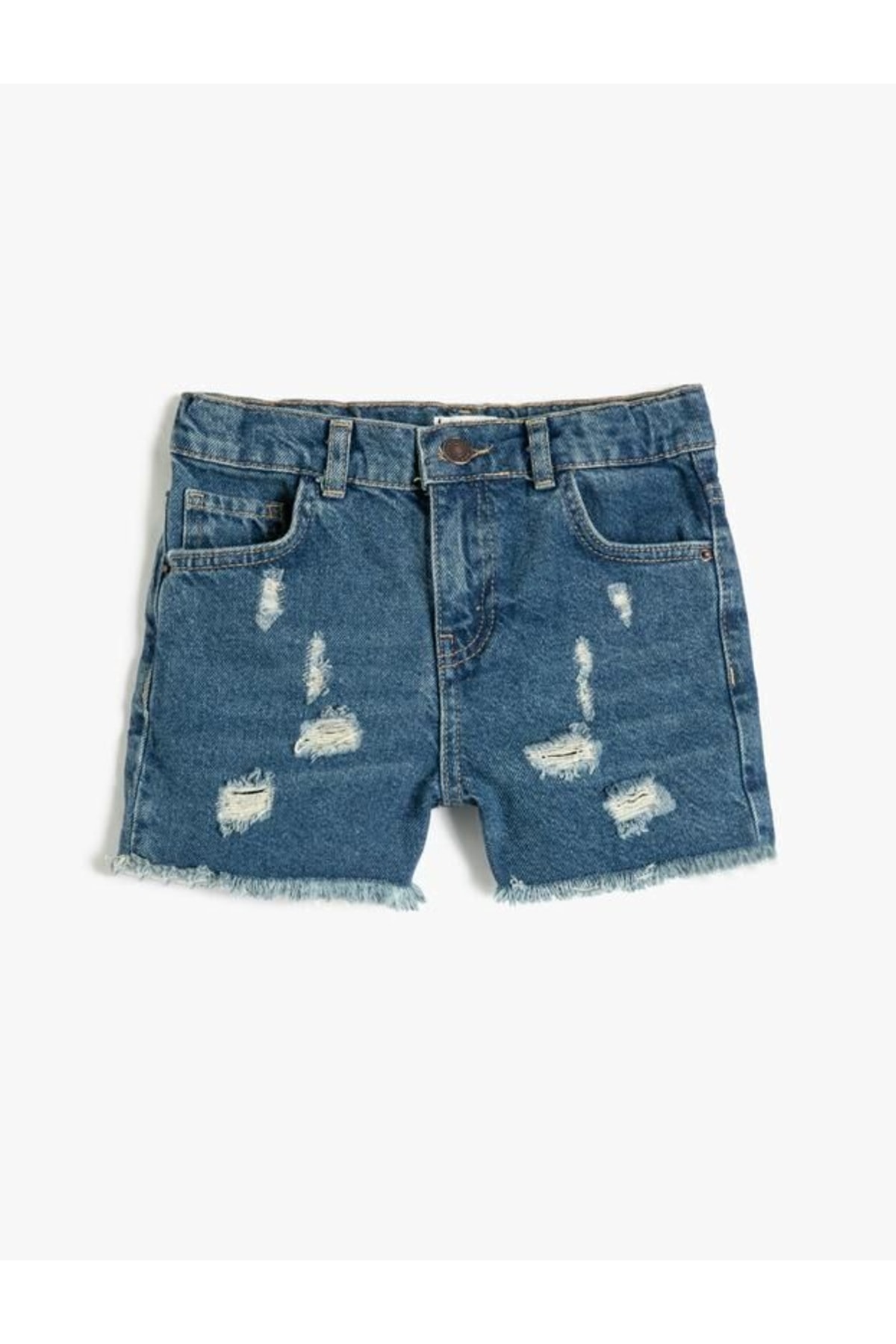 Levně Koton Girl's Denim Shorts Destroyed Pocket Cotton