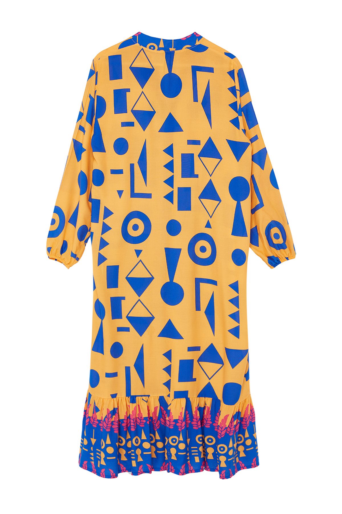 Trendyol Orange Printed Midi Wide Bow Border Pattern Detail Woven Dress Woven Dress