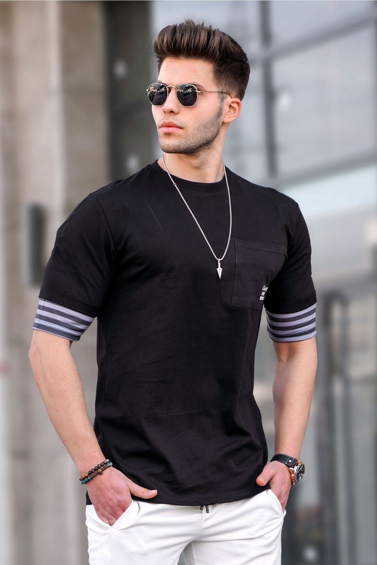 Levně Madmext Men's Black T-Shirt 5806