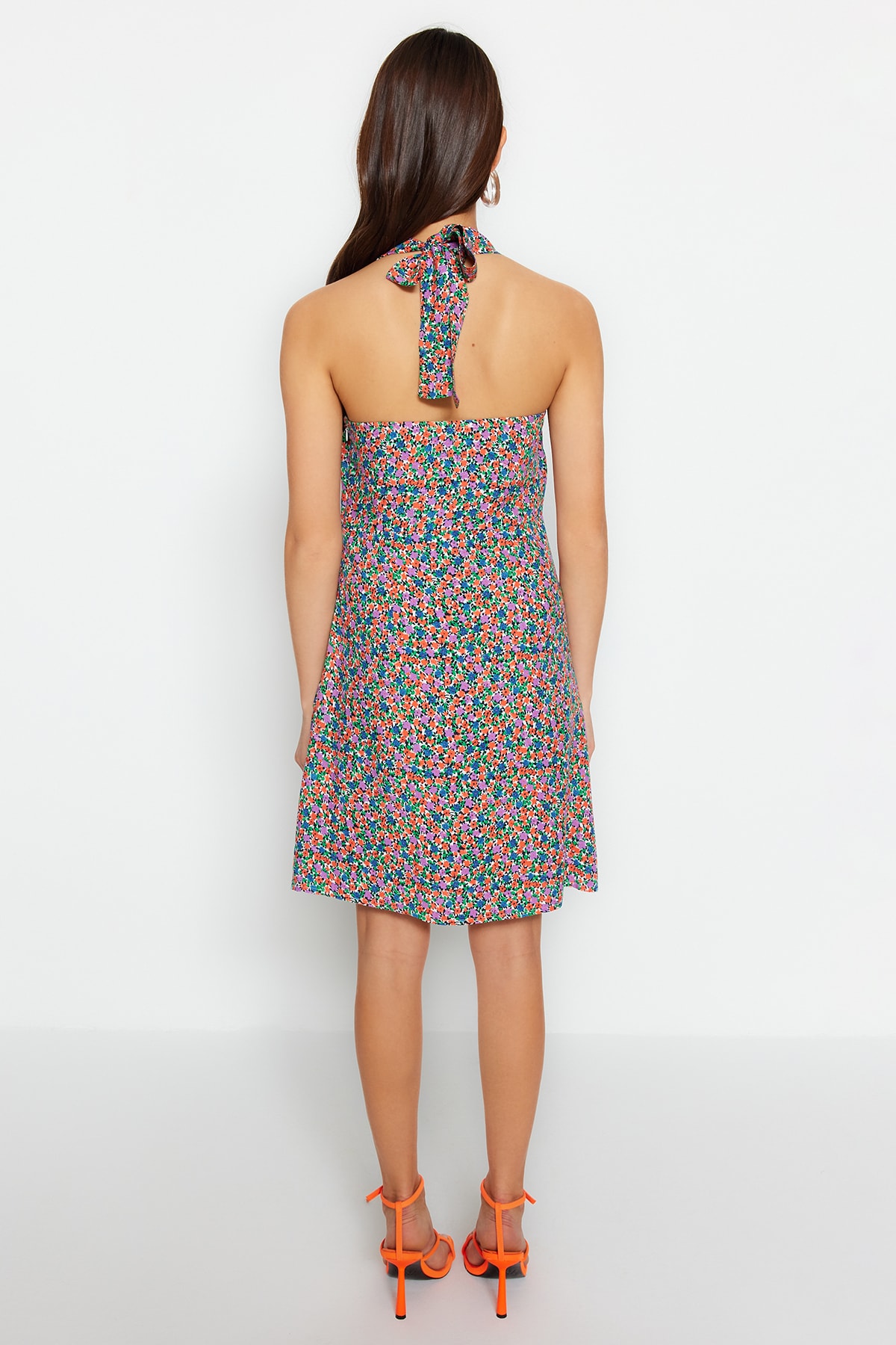 Rochie țesută Trendyol Multicolor Decollete