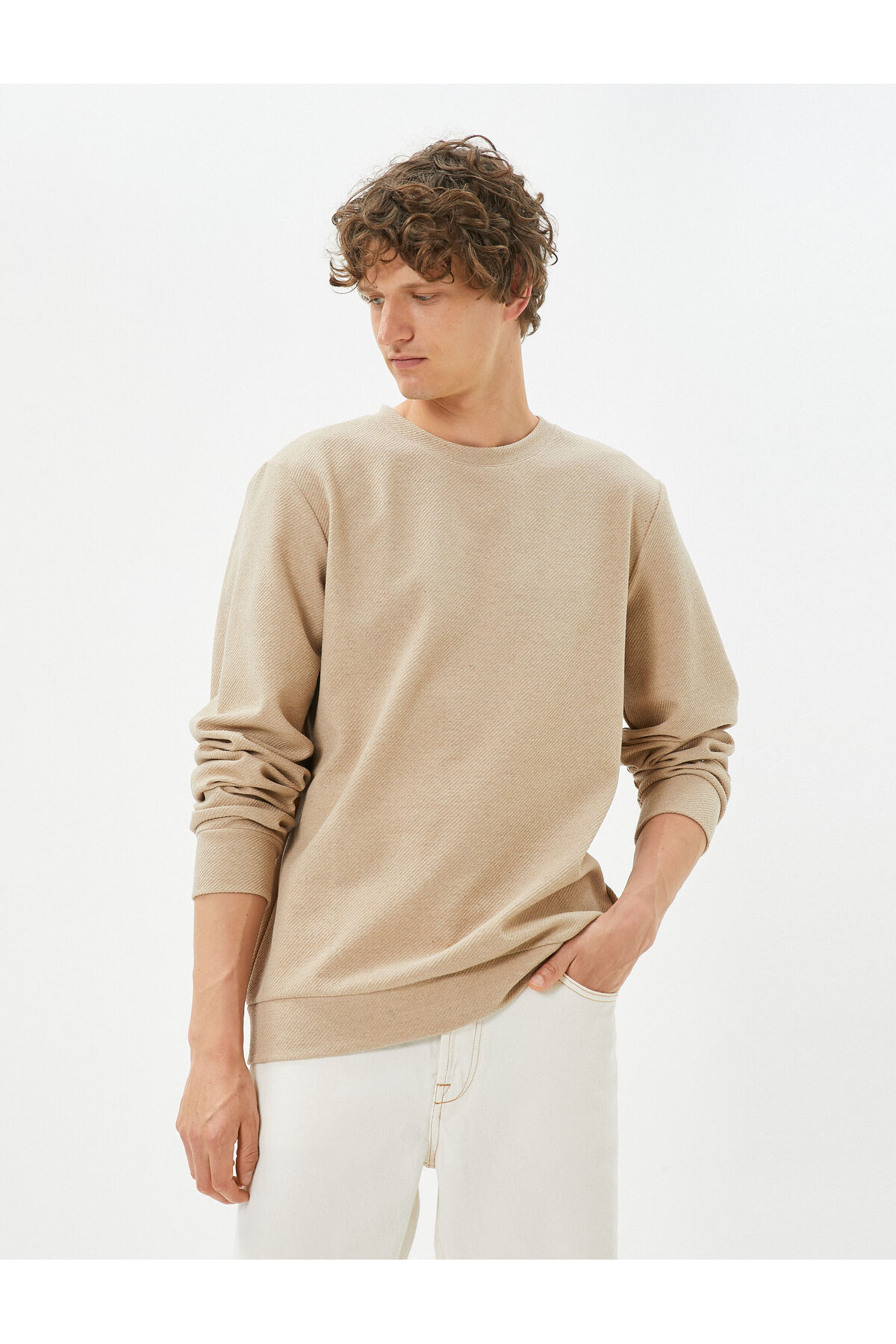 Levně Koton Basic Sweater Crew Neck Textured Long Sleeve