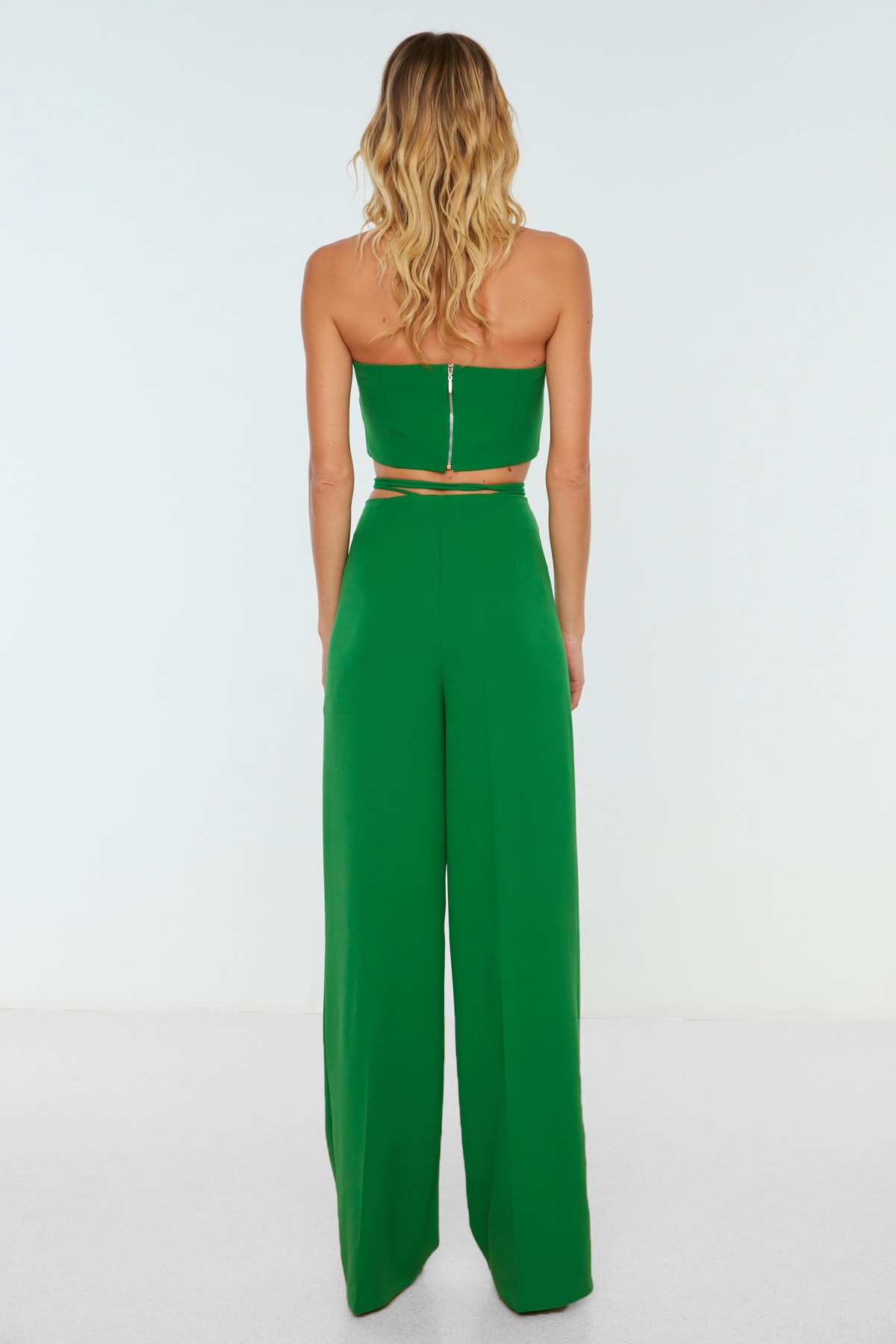 Pantaloni țesute Trendyol Green High Walie