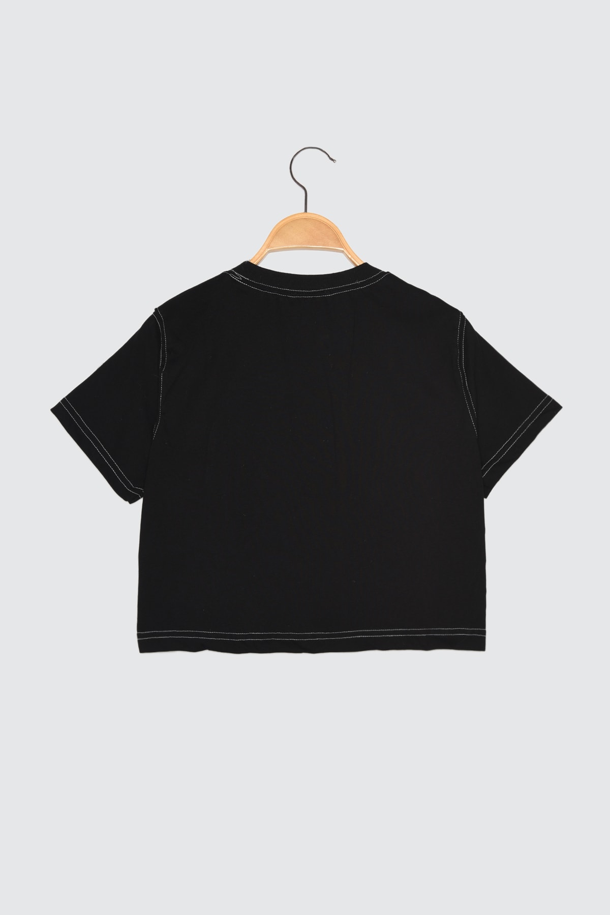 Trendyol Black Crop tricotate T-Shirt
