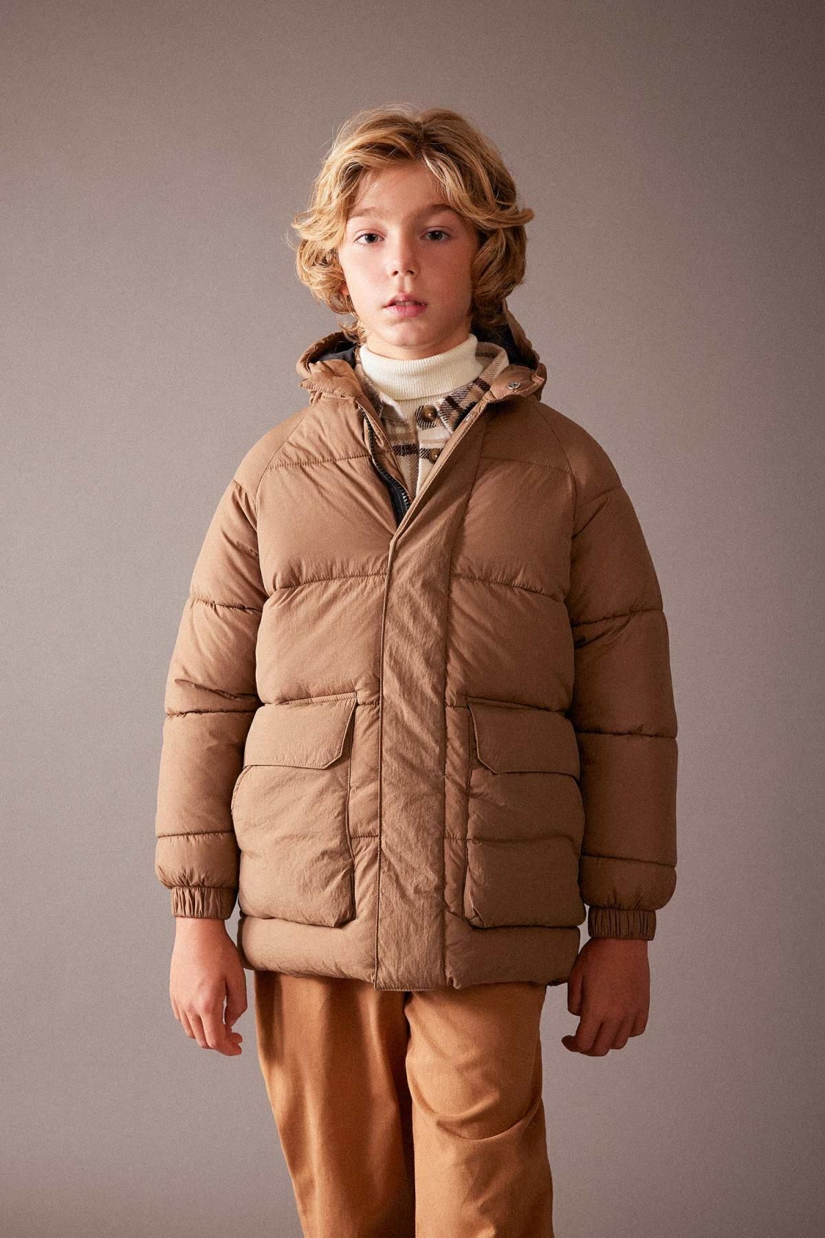 DEFACTO Boy's Water Repellent Hooded Coat