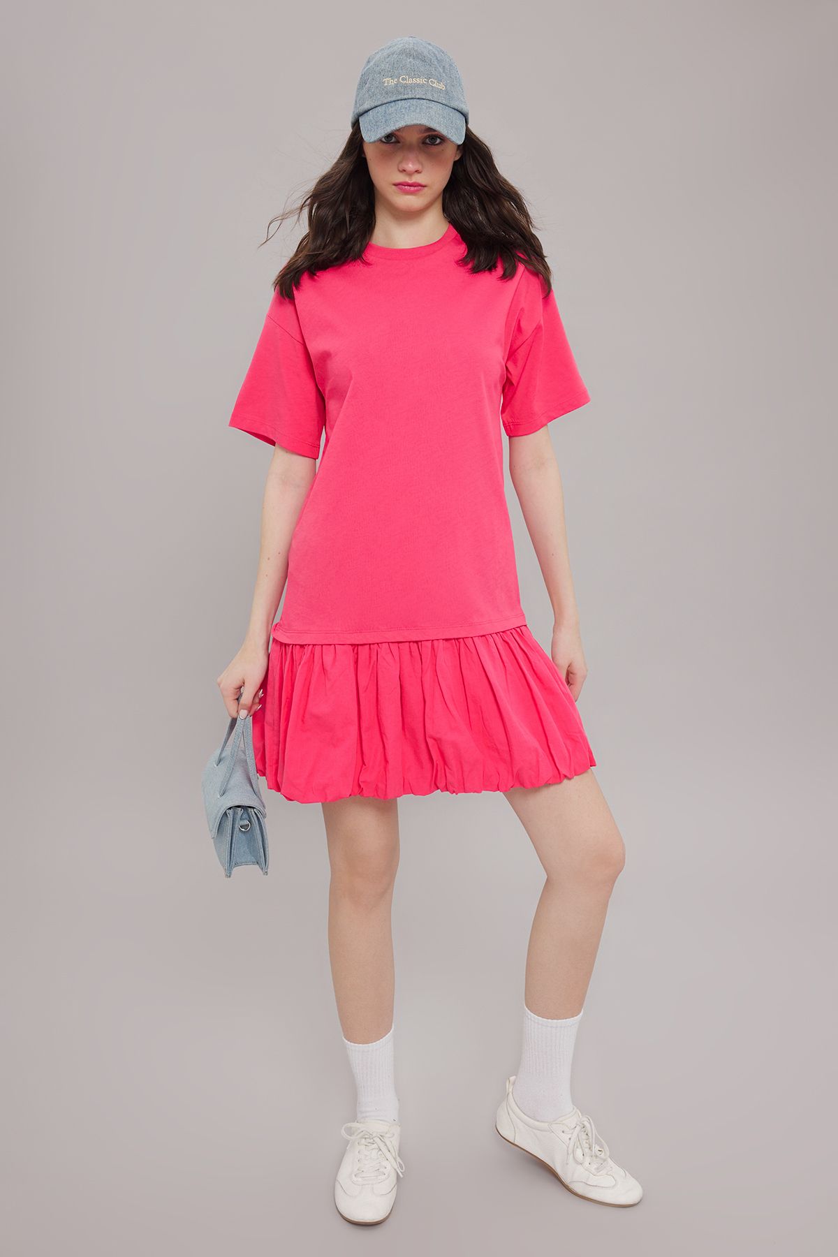 Trendyol Fuchsia Woven Detailed Skirt with Flounce Shift/Straight Cut Mini Knit Dress