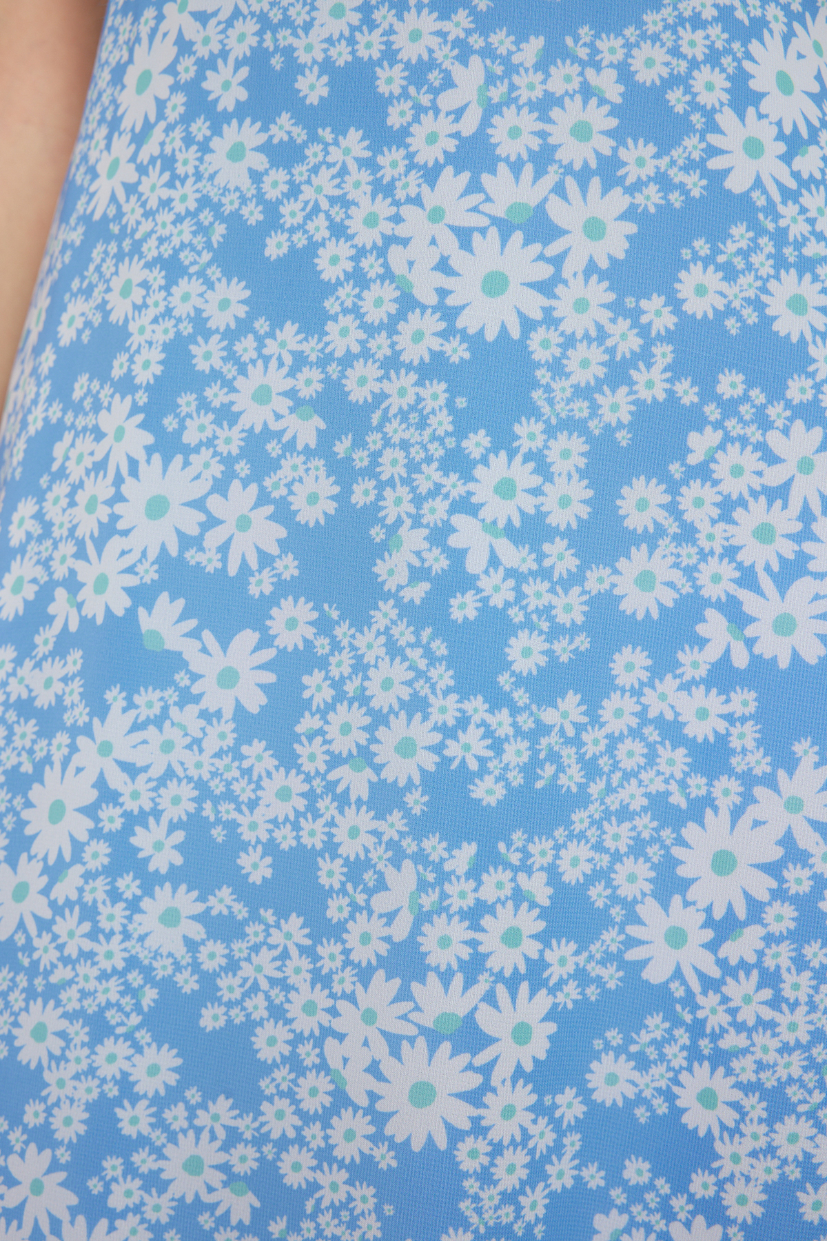 Trendyol Blue Floral Print A-Cut Chiffon Lined Mini Woven Dress