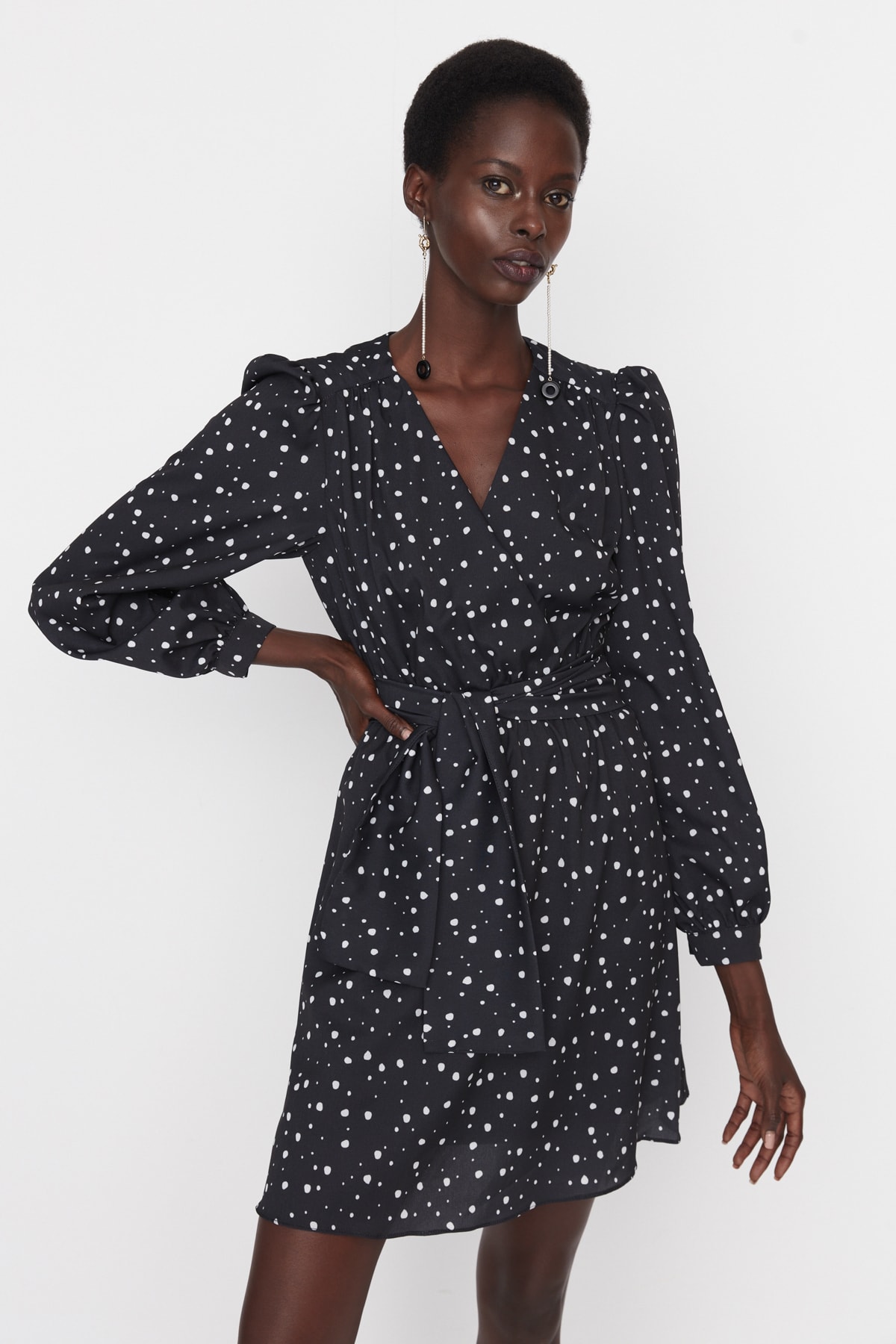 Trendyol Black Tie Detailed Woven Dress