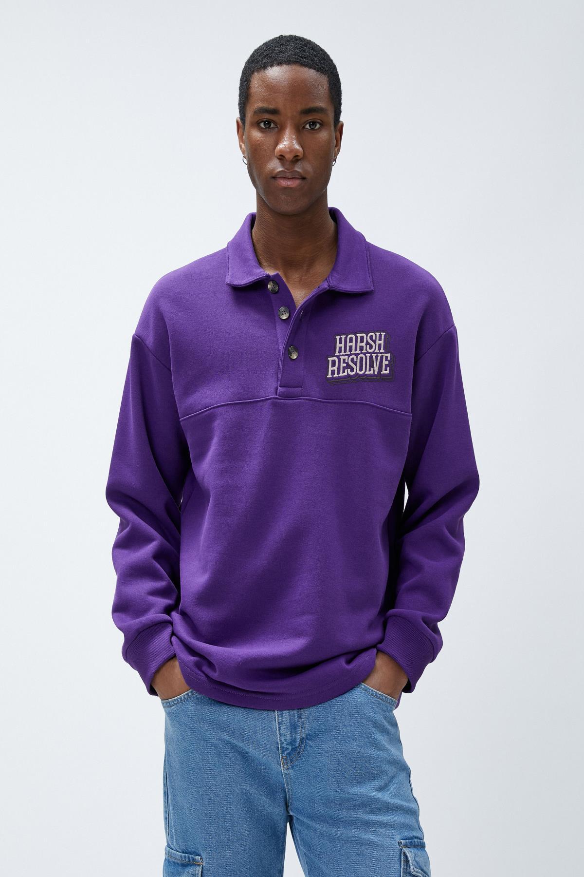 Levně Koton Men's Eggplant Purple Sweatshirt