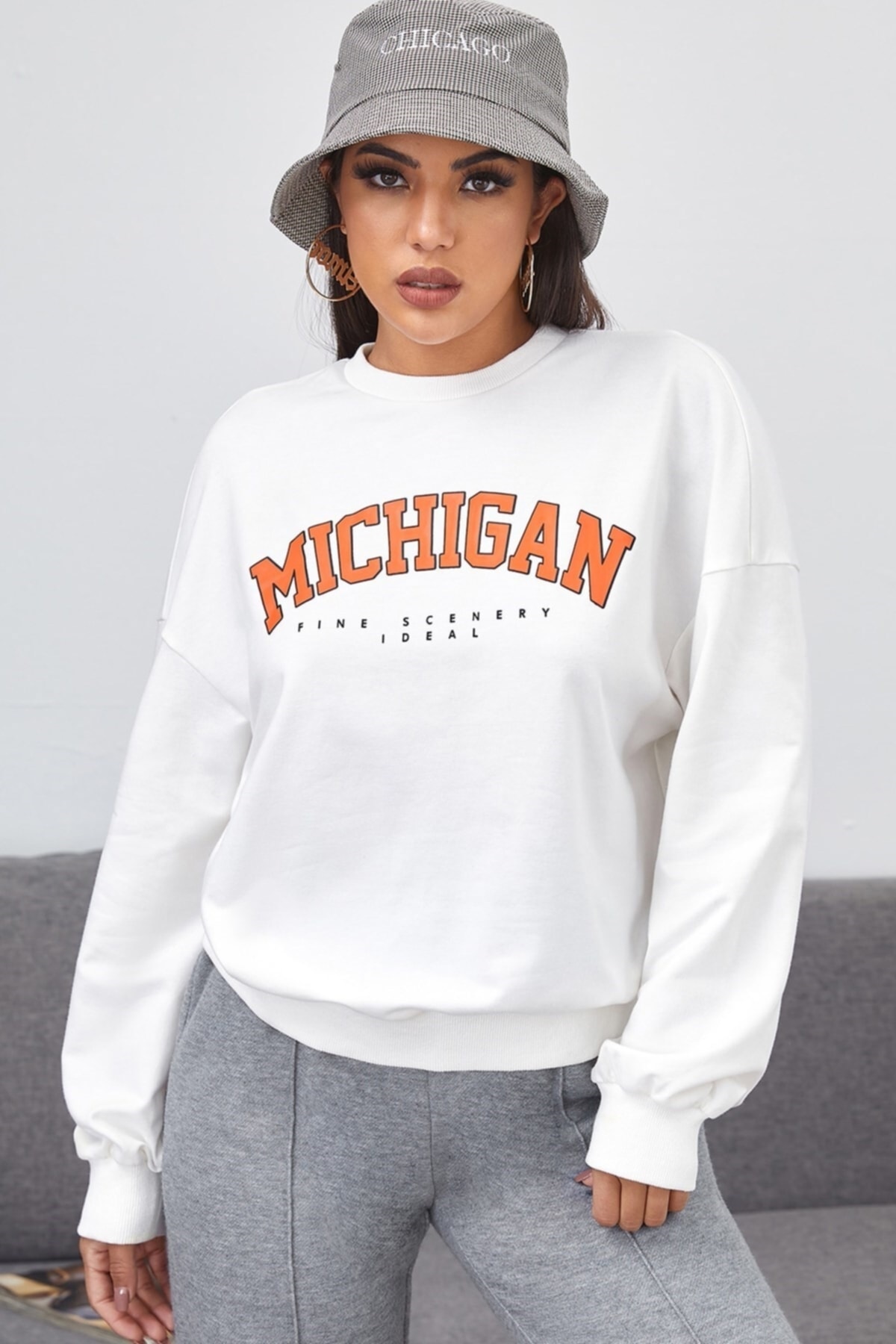 Madmext Mad Girls White Sweatshirt Mg785