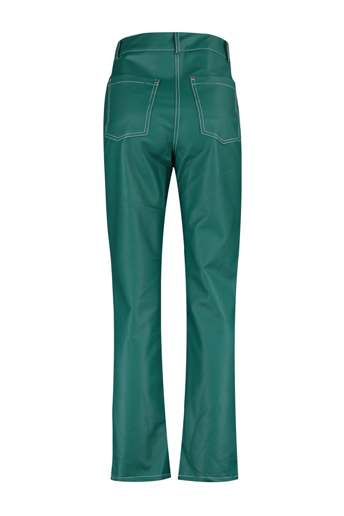 Trendyol Limited Edition Pantaloni din piele artificială țesătură verde dreaptă