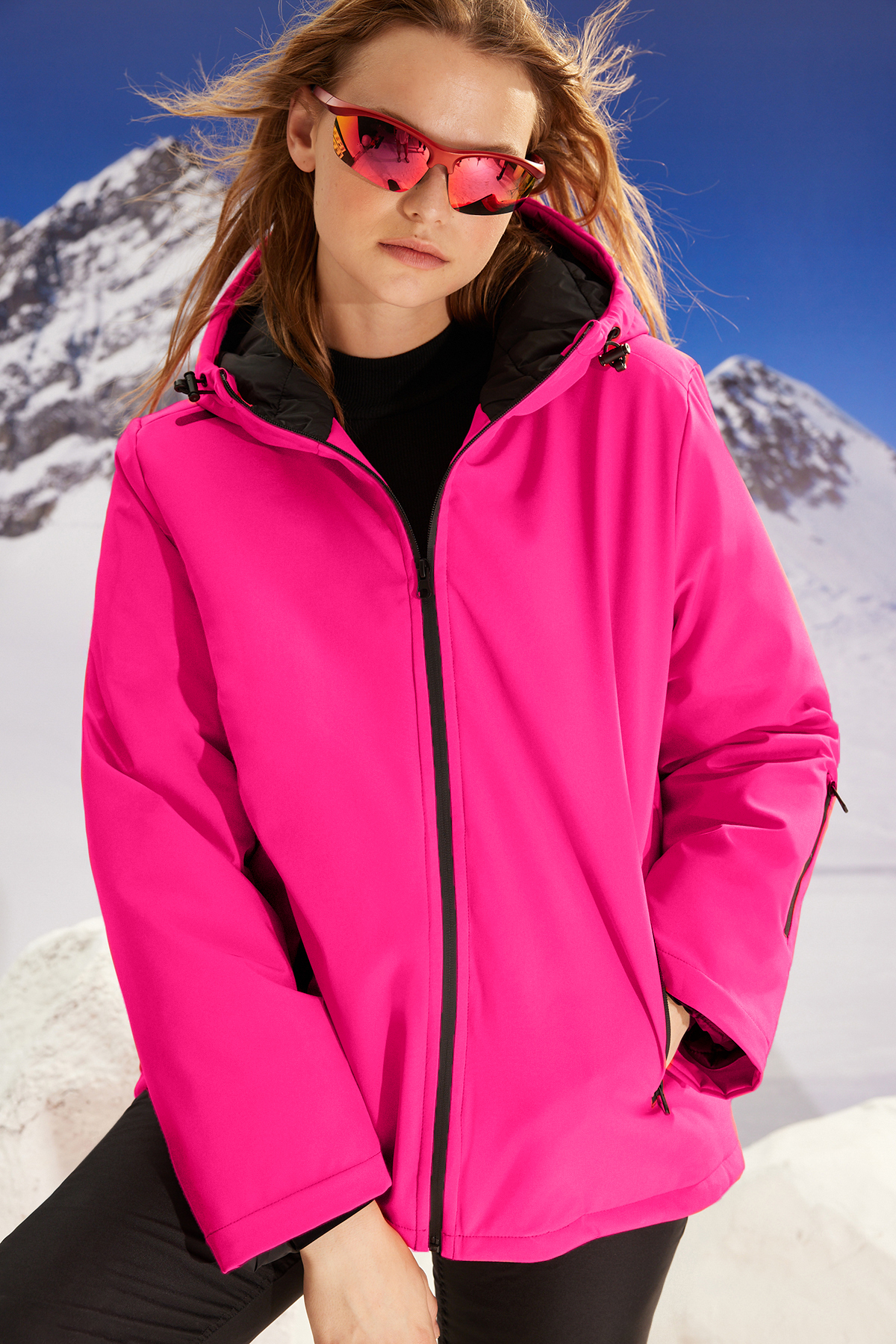 Trendyol Winter Essentials/Ski Collection Pink Hooded Waterproof Puffer Jacket