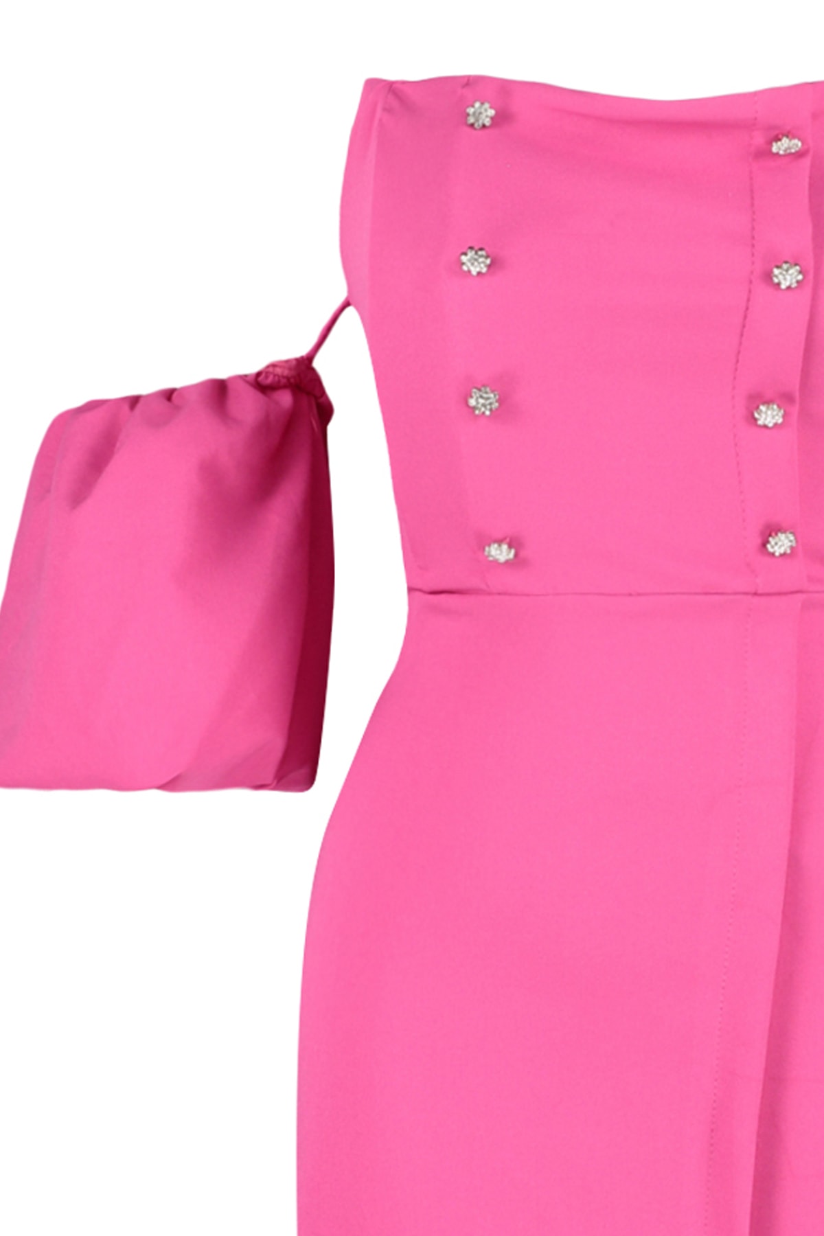 Rochie de seară elegantă Trendyol Fuchsia cu accesorii țesute