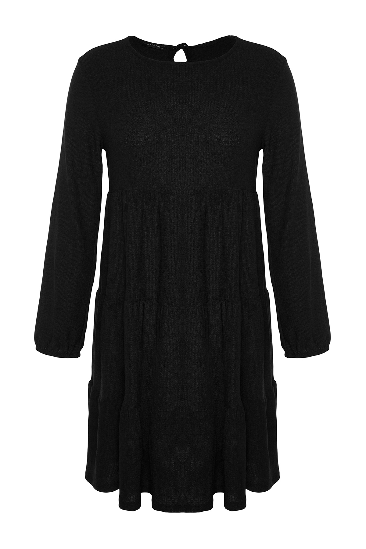 Levně Trendyol Curve Černá Jednobarevná A-linie Mini pletené šaty v nadměrných velikostech
