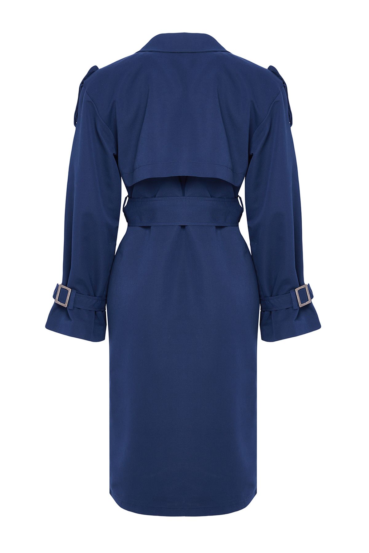 Trendyol Dark Navy Blue Oversize Belted Trench Coat