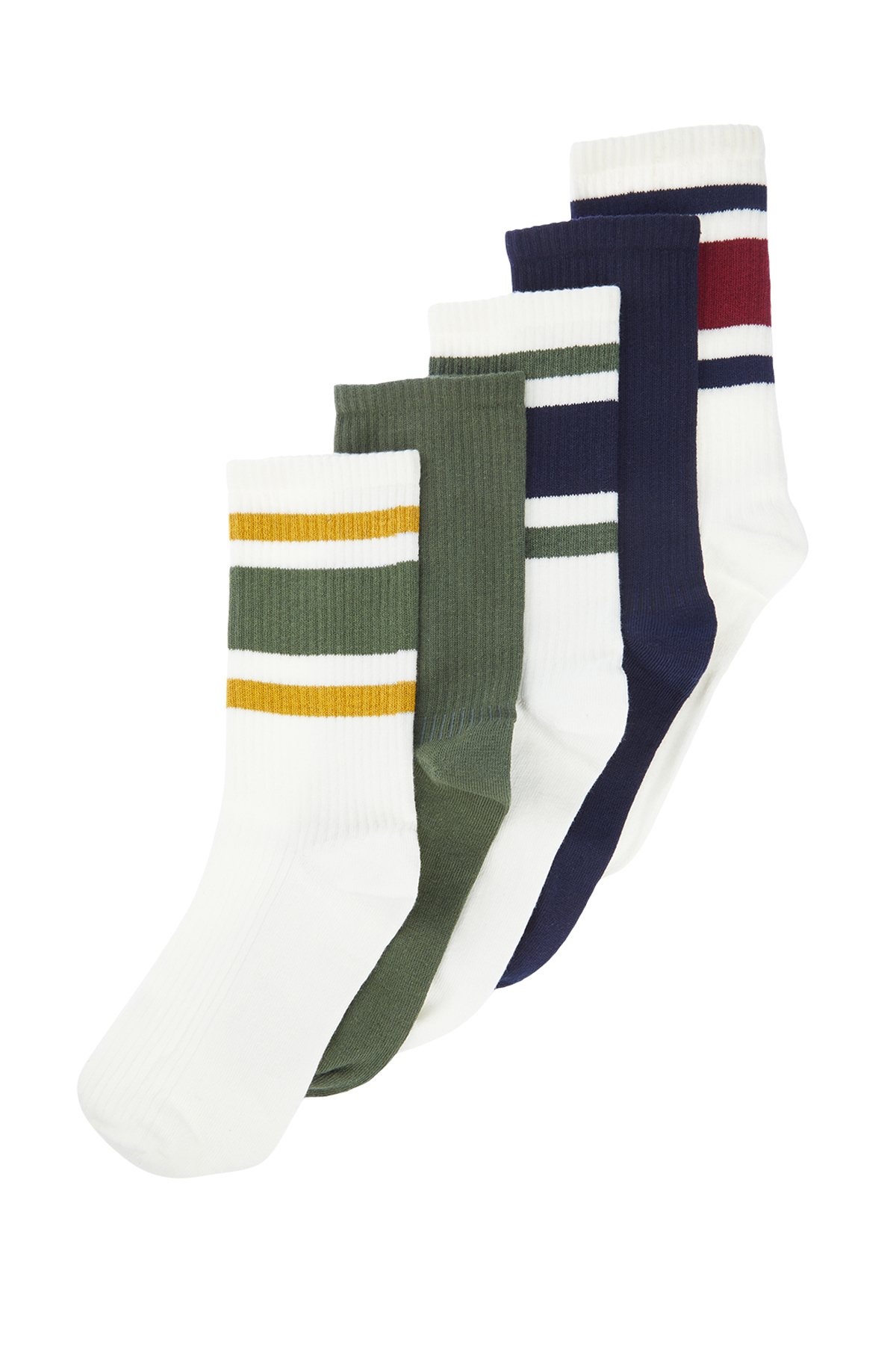 Trendyol Multicolored 5 Pack Cotton Striped College-Tennis-Medium Socks