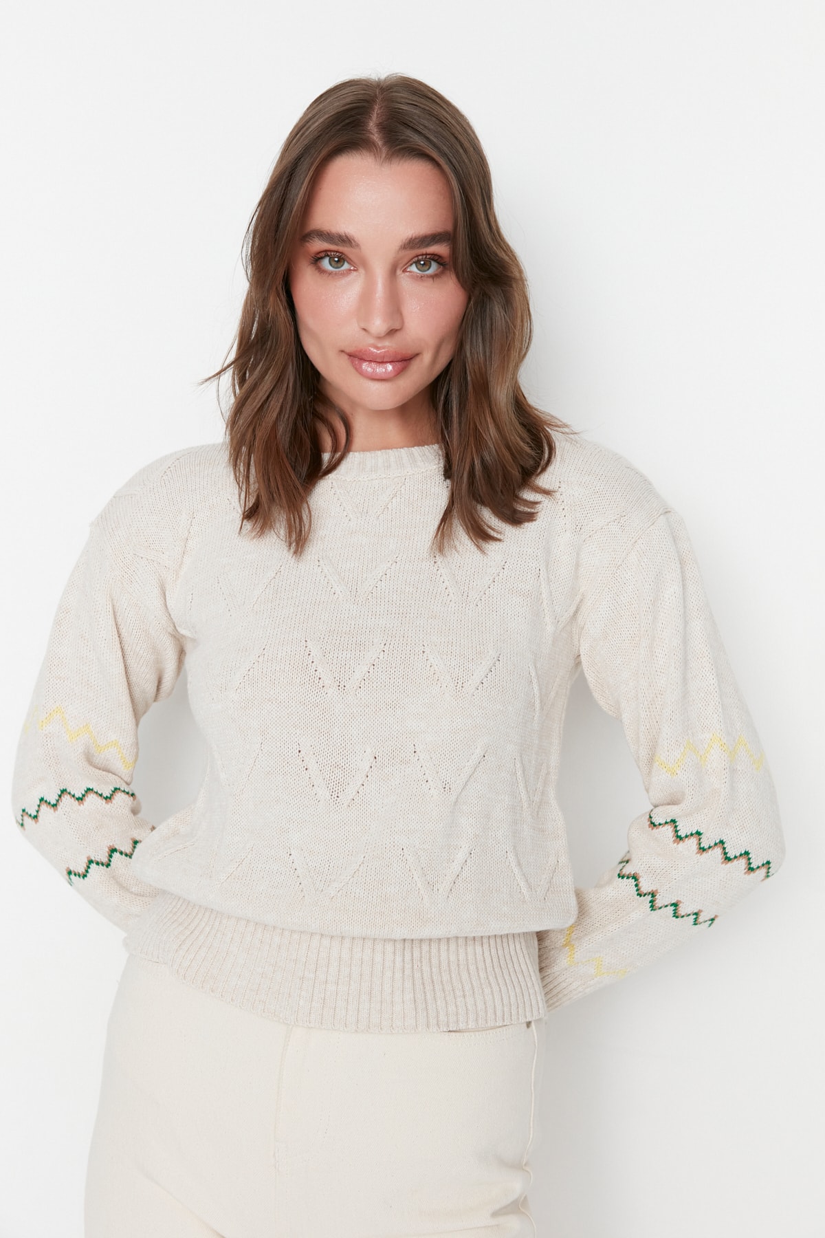 Trendyol Stone Knit Detailed Knitwear Sweater