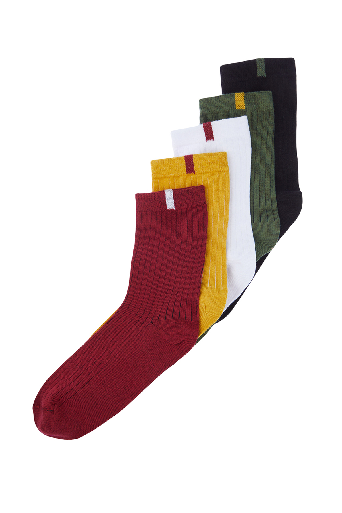 Levně Trendyol 5-Pack Multi Color Cotton Textured Color Block Pieced College-Tennis-Medium Socks