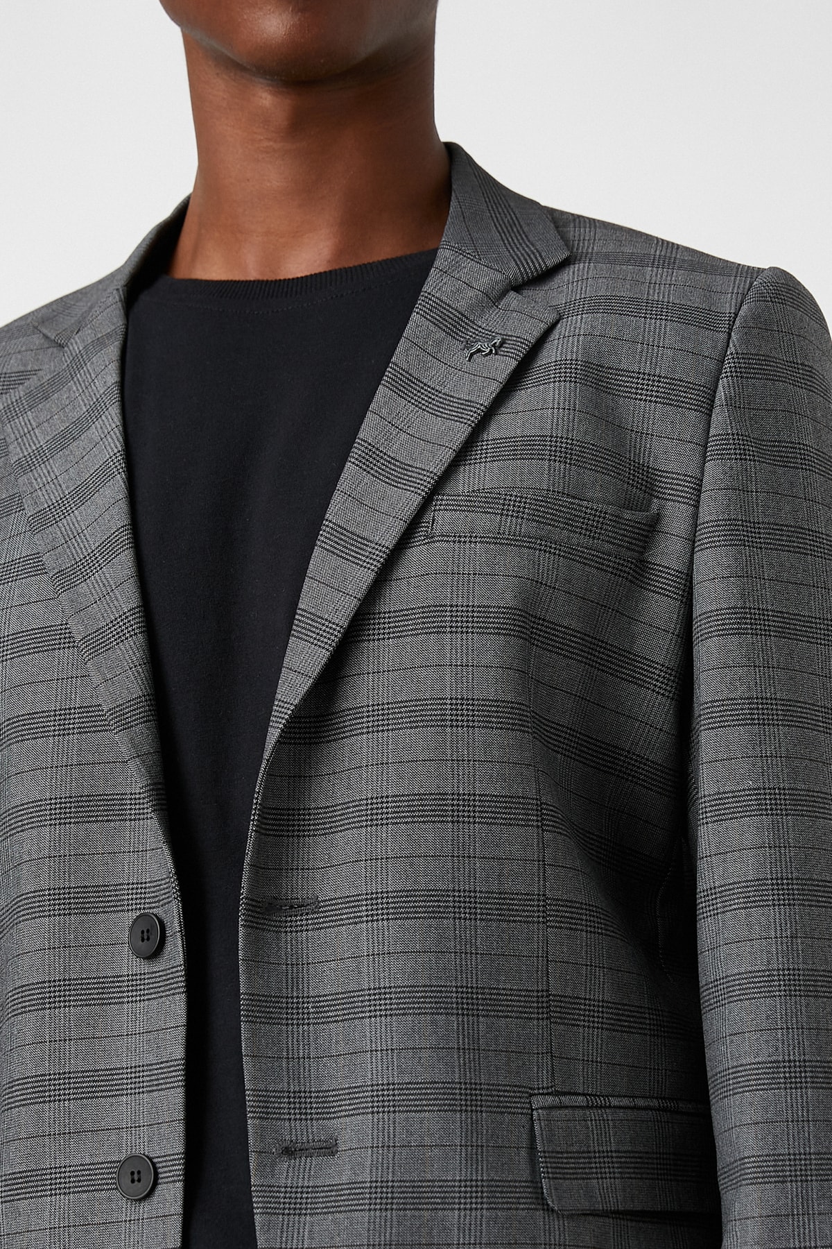 Koton Men&#039;s Gray Plaid Jacket