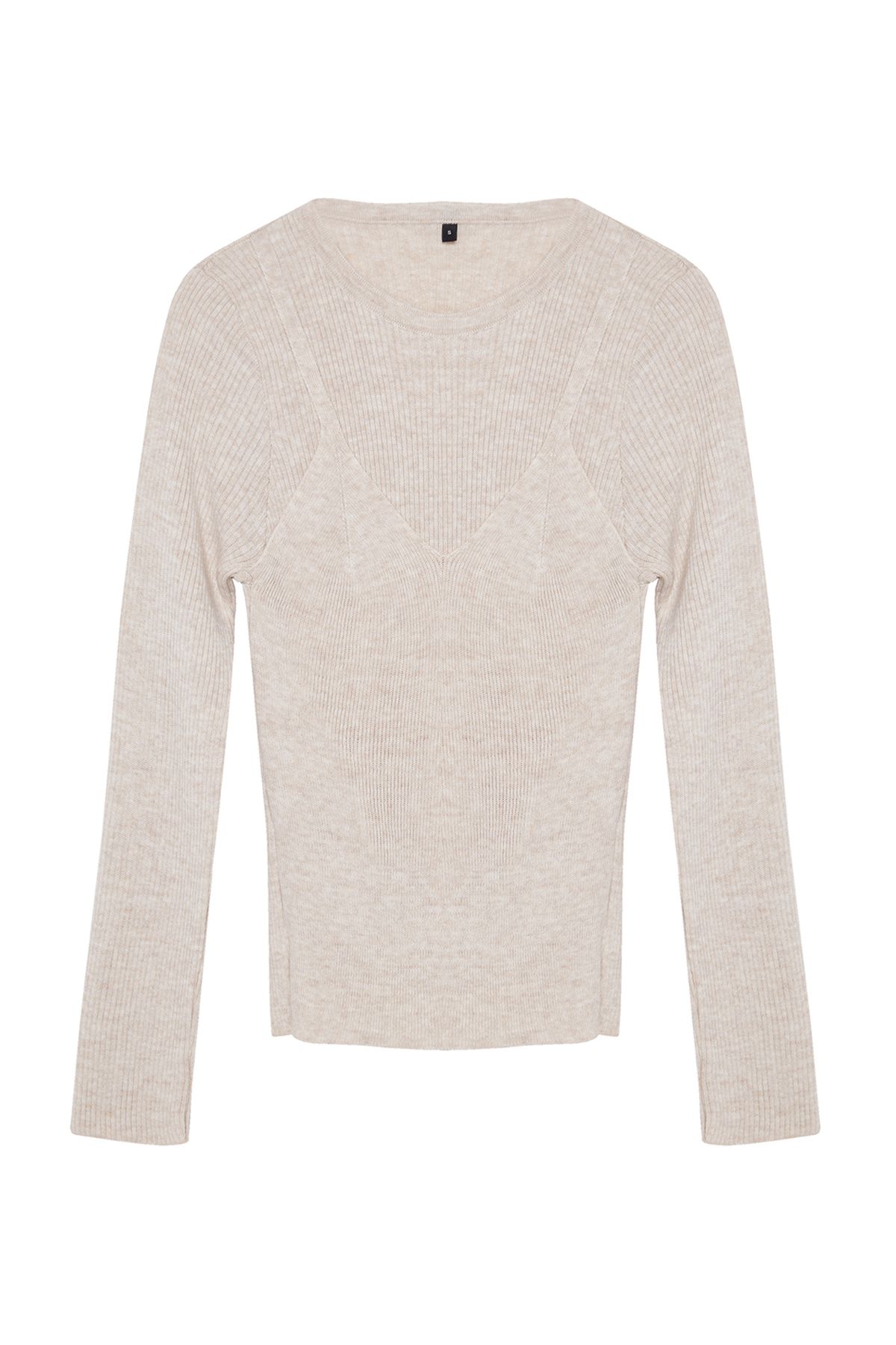 Trendyol Beige Basic Double Knitwear Sweater