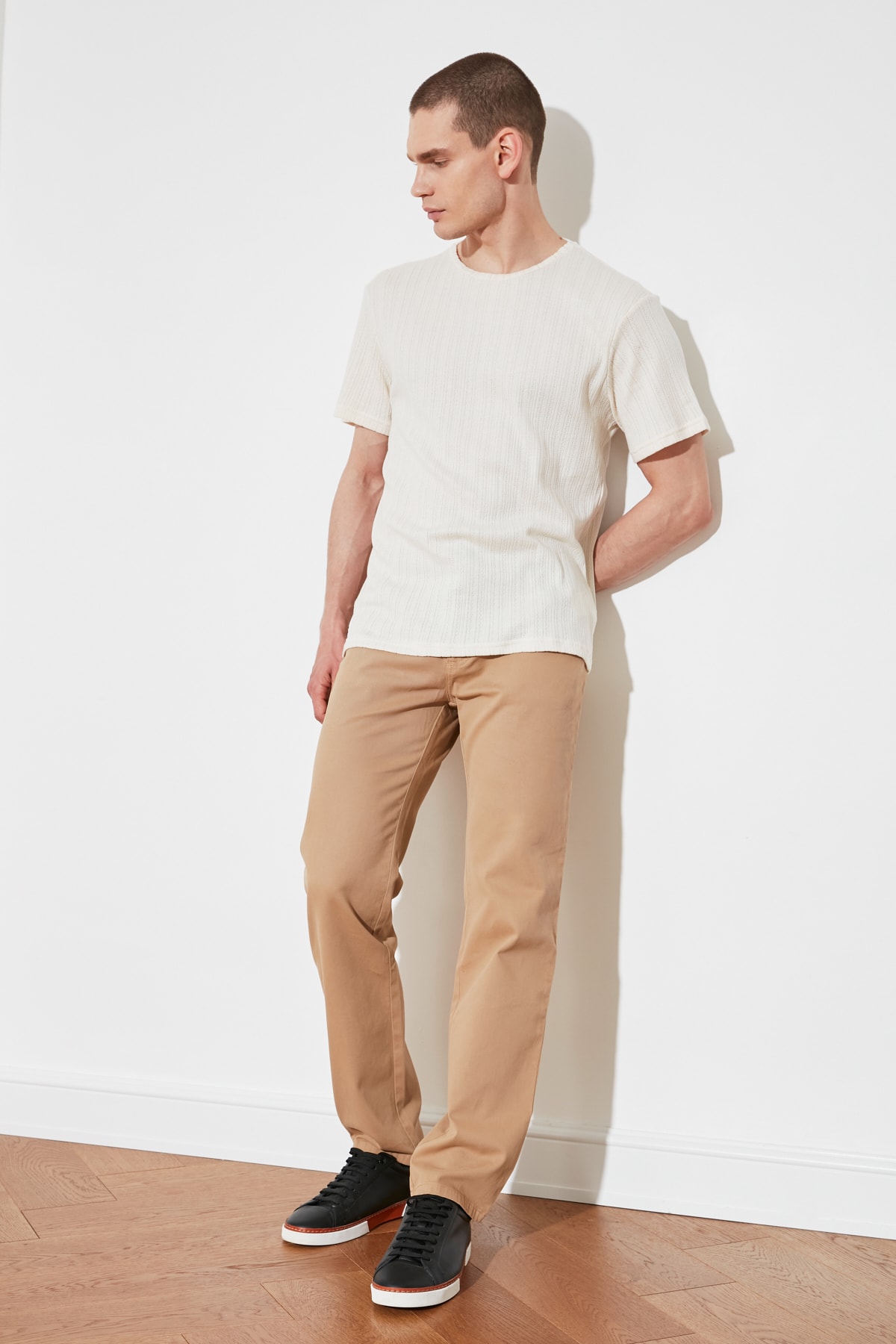 Trendyol Beige Men's Belt Waist Trousers