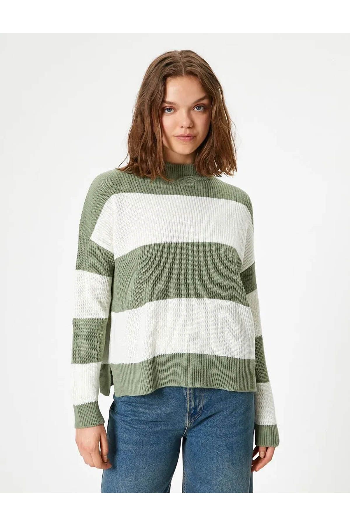 Koton Knitwear Stand Collar Long Sleeve Sweater