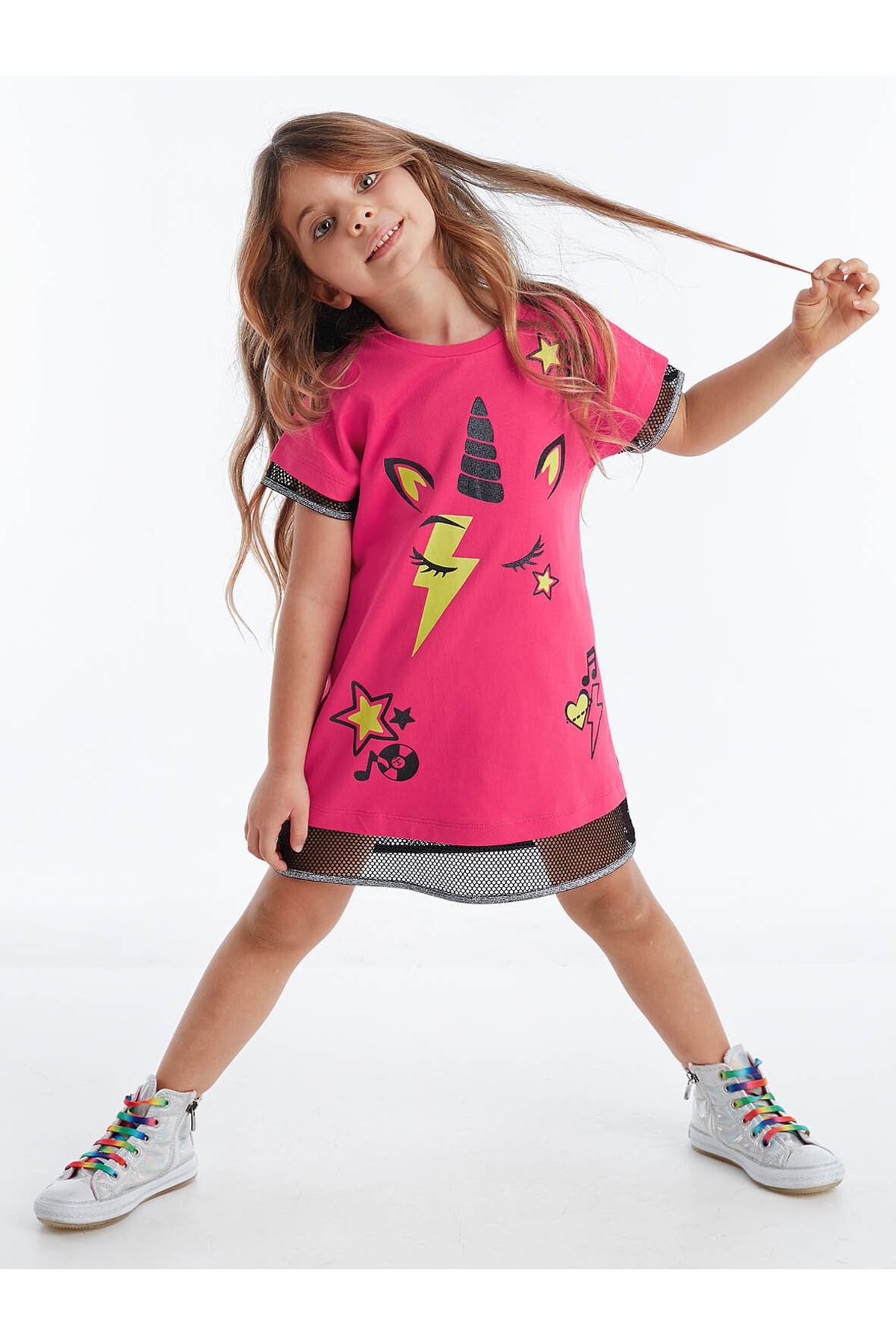 Levně Dívčí šaty Mushi Unicorn Rock Fuchsia