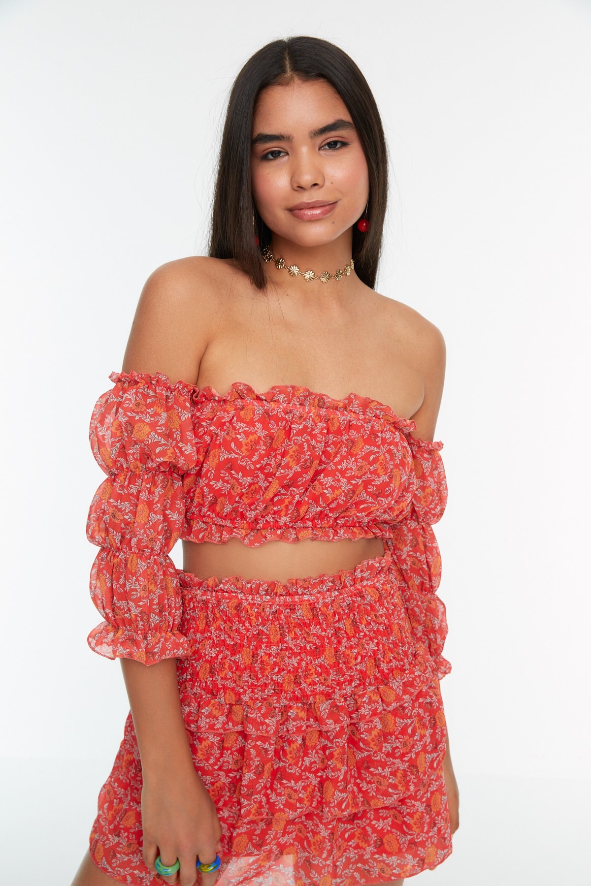 Trendyol Tile Crop Blouse