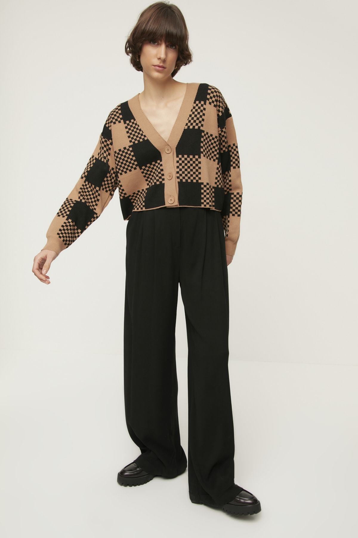 Trendyol Camel Jacquard Cardigan