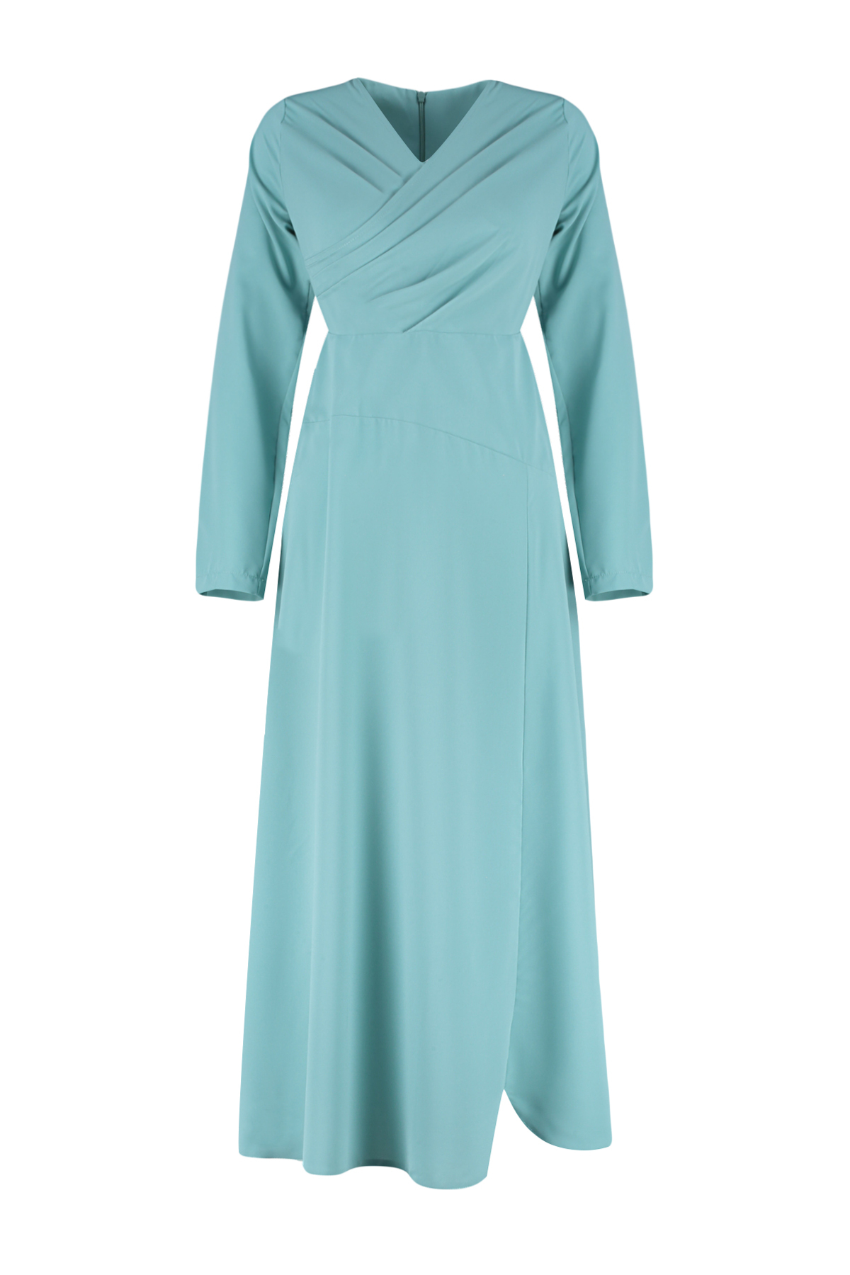 Trendyol Khaki Double Breasted Neck Woven Satin Evening Dress