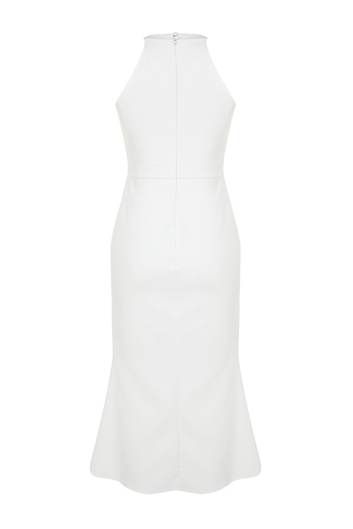 Trendyol Bridal White Flounce Detailed Woven Wedding/Marriage Elegant Evening Dress