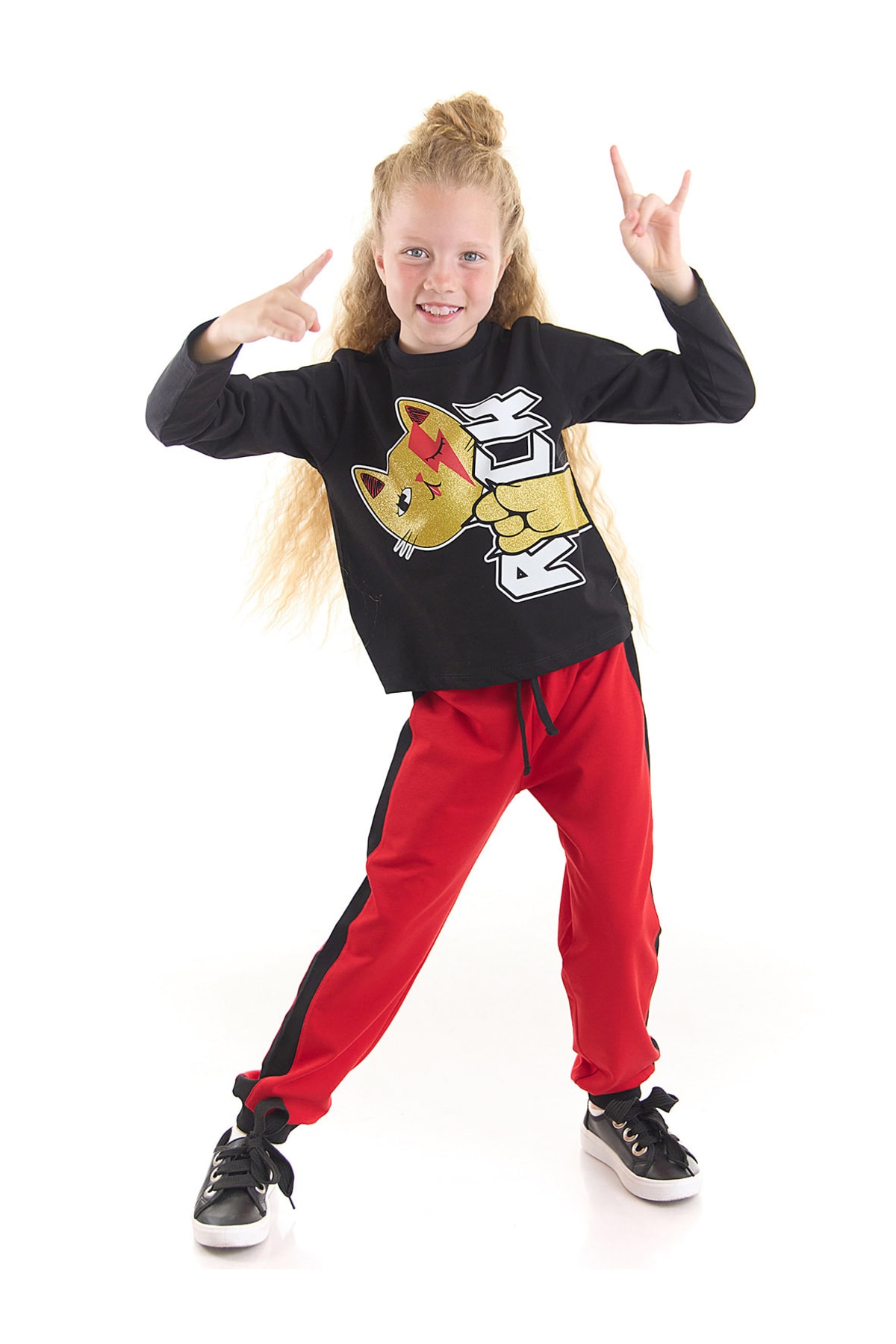mshb&g Rock Cat Girl Child Trousers T-shirt Suit