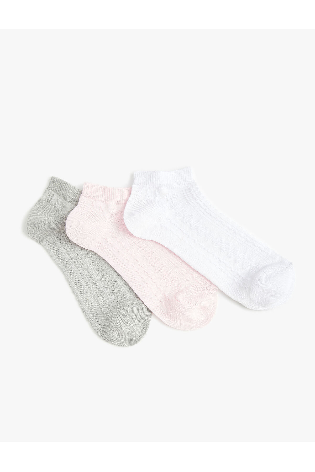 Levně Koton 3-Piece Socks Set Basic Textured Multi Color Cotton