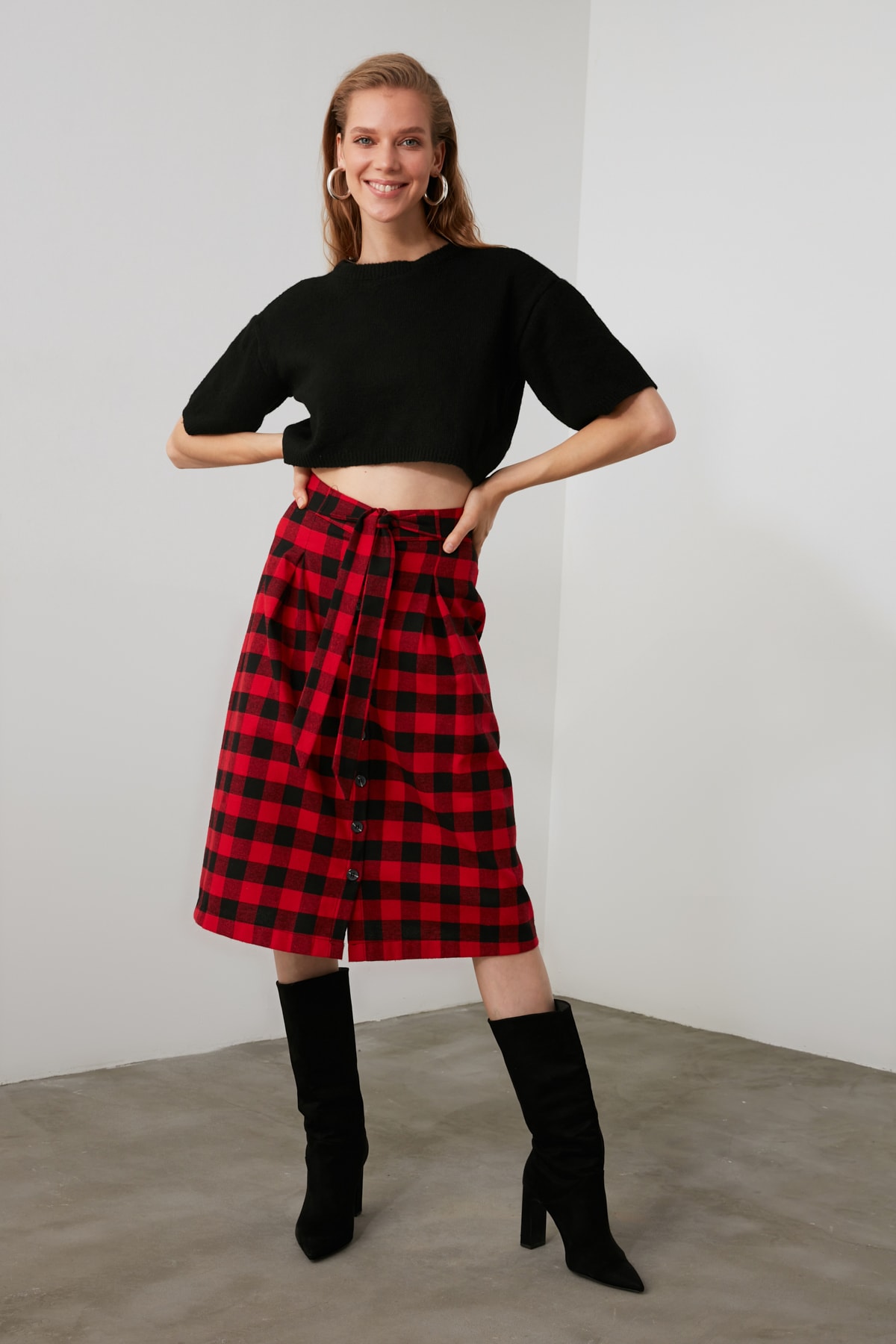 Trendyol Red Checkered Skirt 