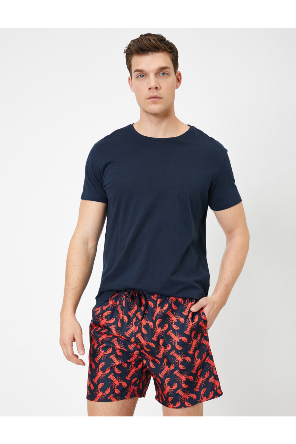 Levně Koton Sea Shorts Lobster Printed with Lace-up Waist and Pockets
