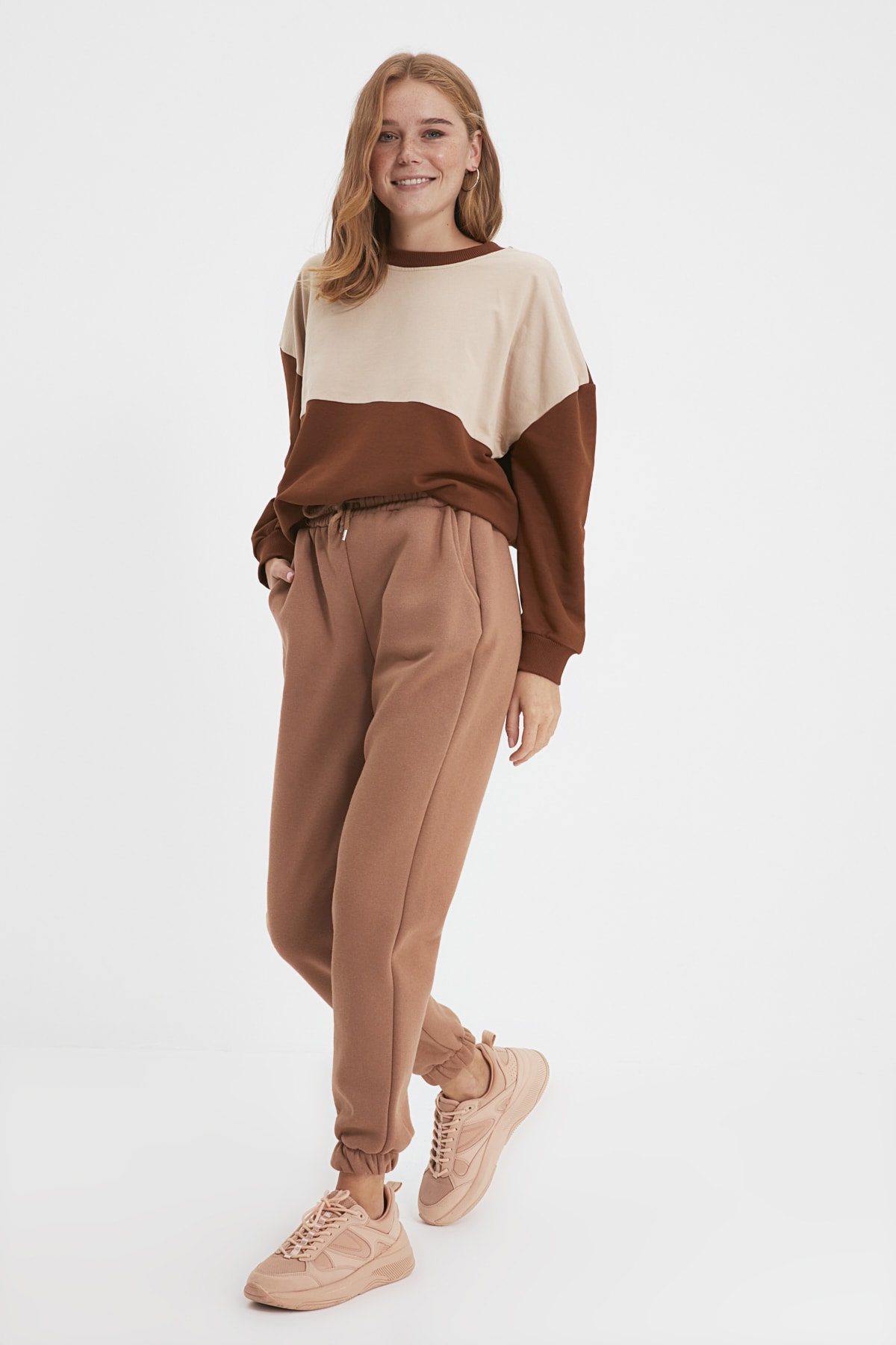 Trendyol Light Brown Thick Basic Knitted Sweatpants With Fleece Inside