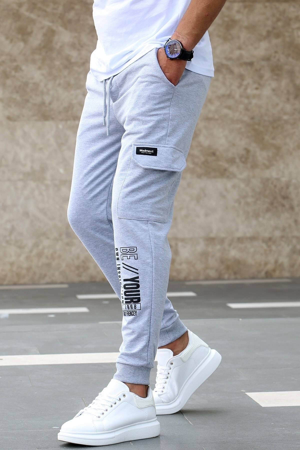 Madmext Gray Printed Tracksuit 4079