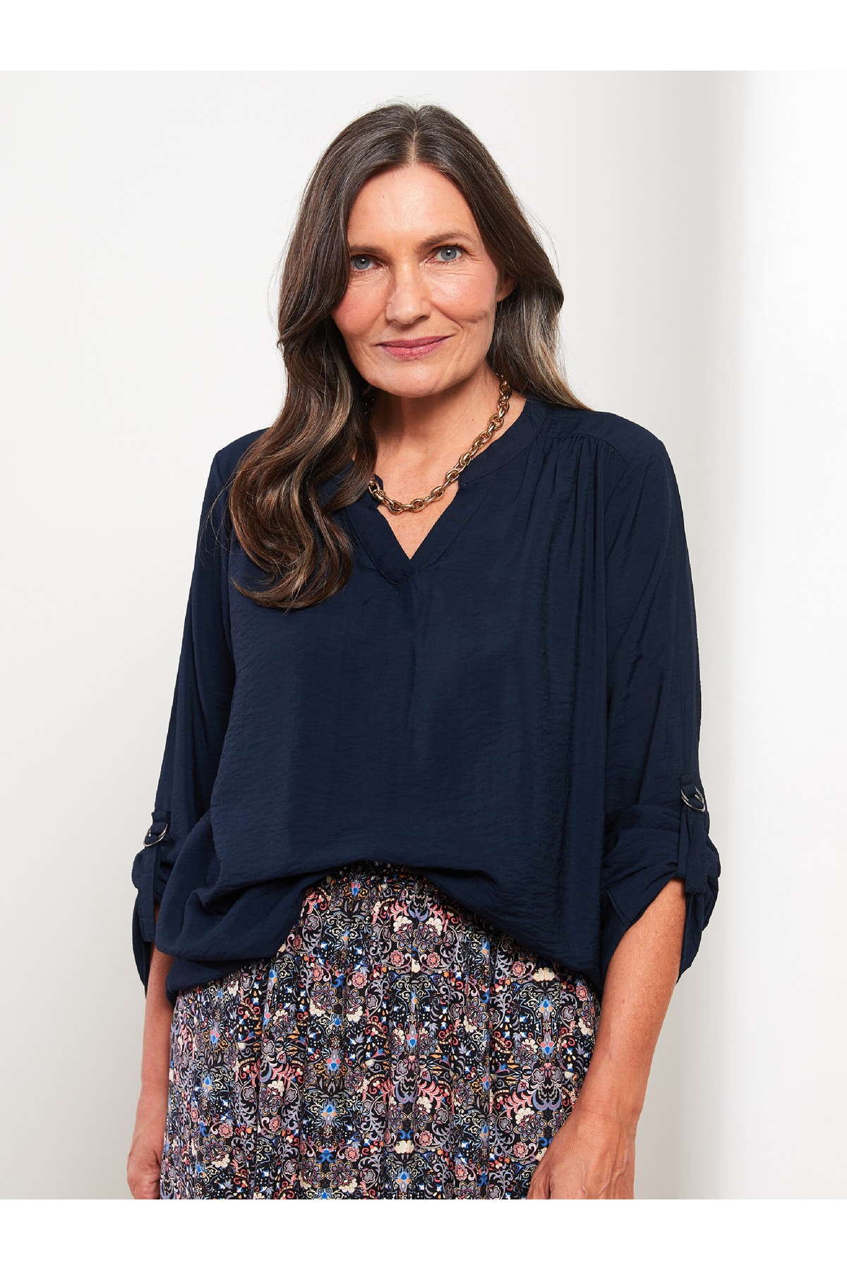 LC Waikiki Women's Long-Sleeved Viscose Straight Blouse With Loop Collar