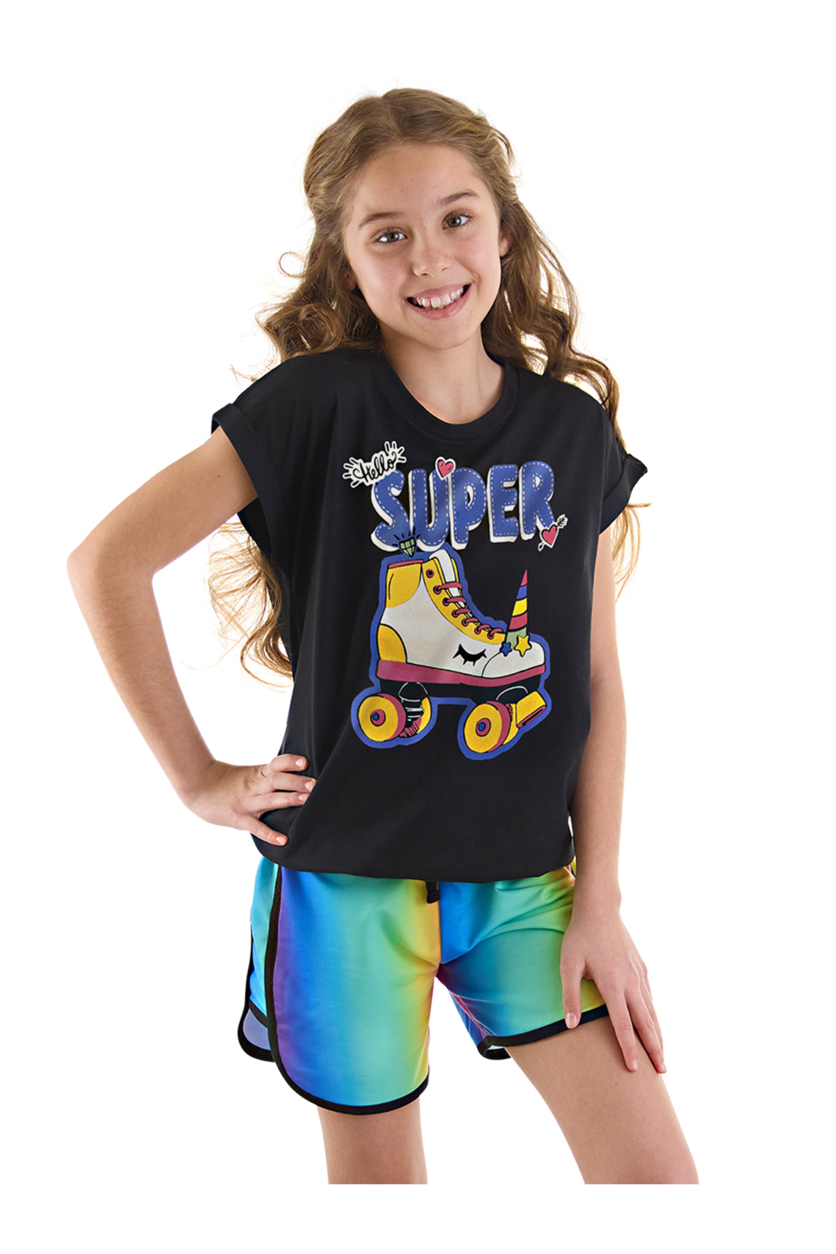 mshb&g Unicorn Skate Girls Kids T-shirt Shorts Set
