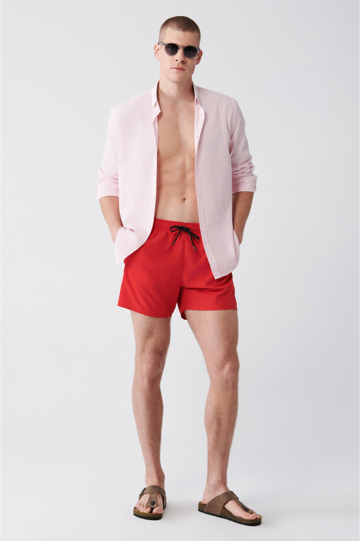 Levně Avva Red Quick Dry Standard Size Plain Comfort Fit Swimsuit Sea Shorts