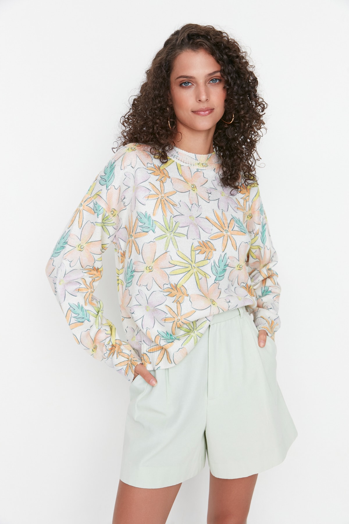 Trendyol Sweater - Ecru - Regular fit