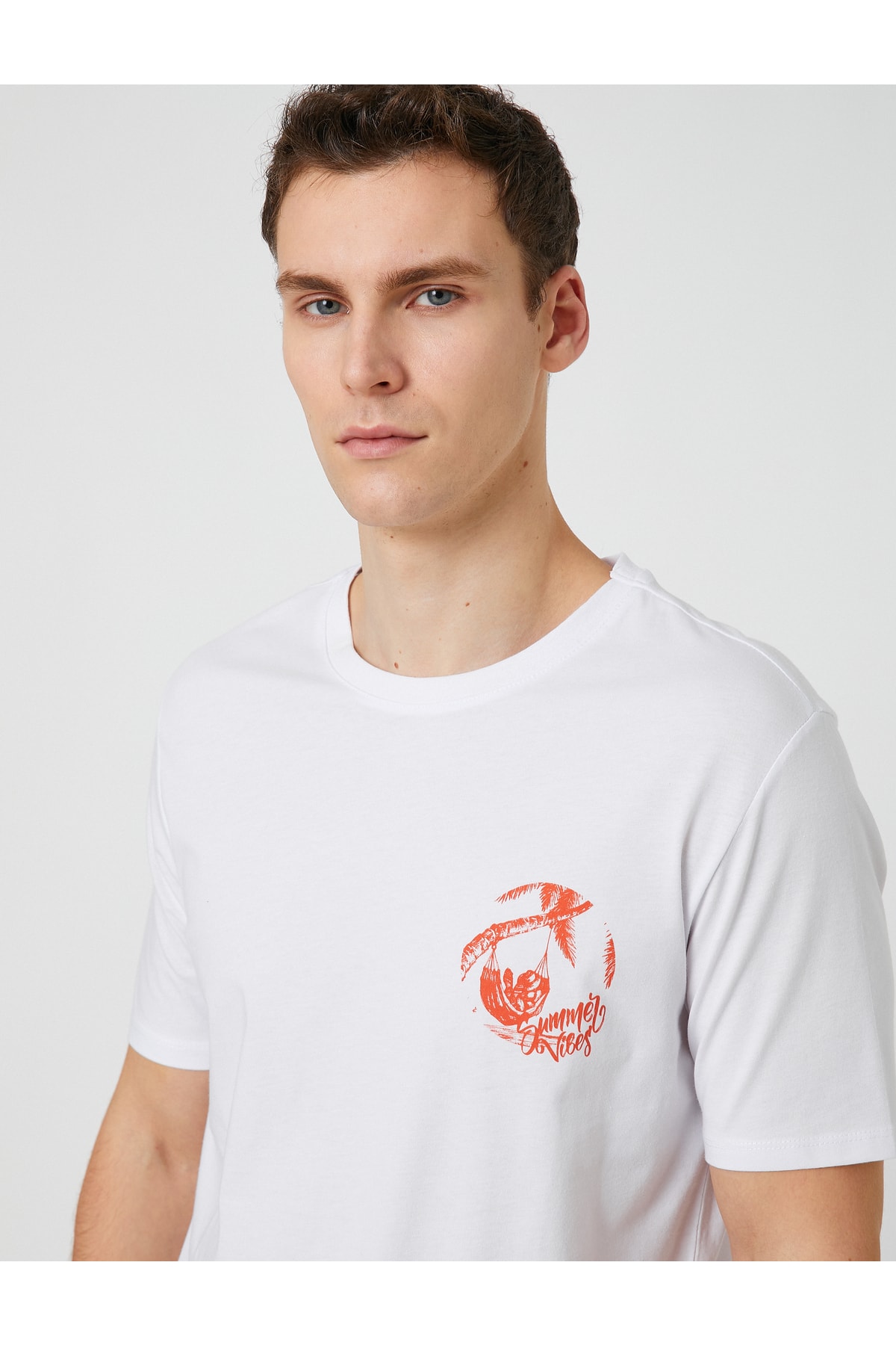 Levně Koton Crew Neck tričko Palm Printed Krátký rukáv