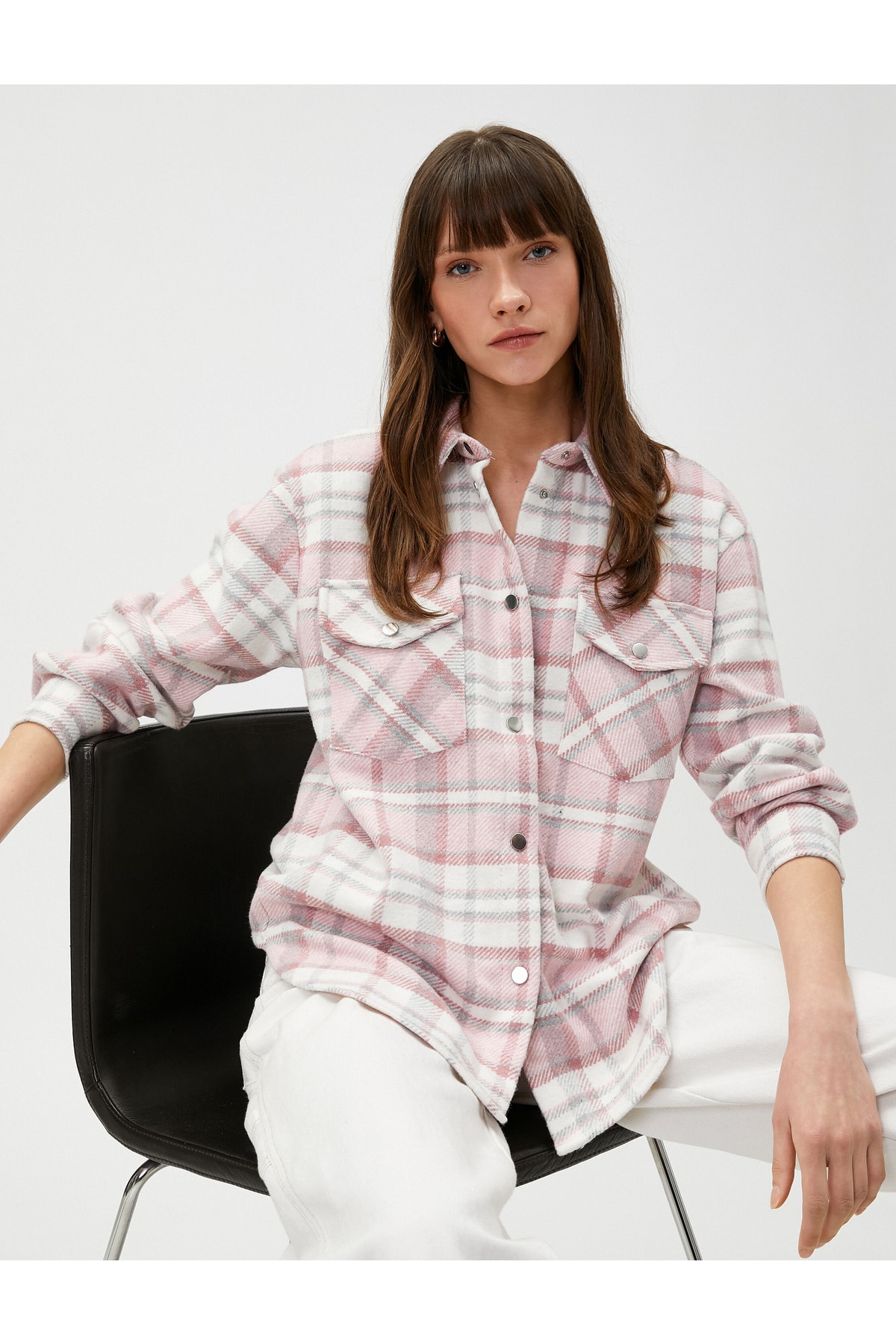 Koton Lumberjack Shirt with Pockets and Snap Snaps