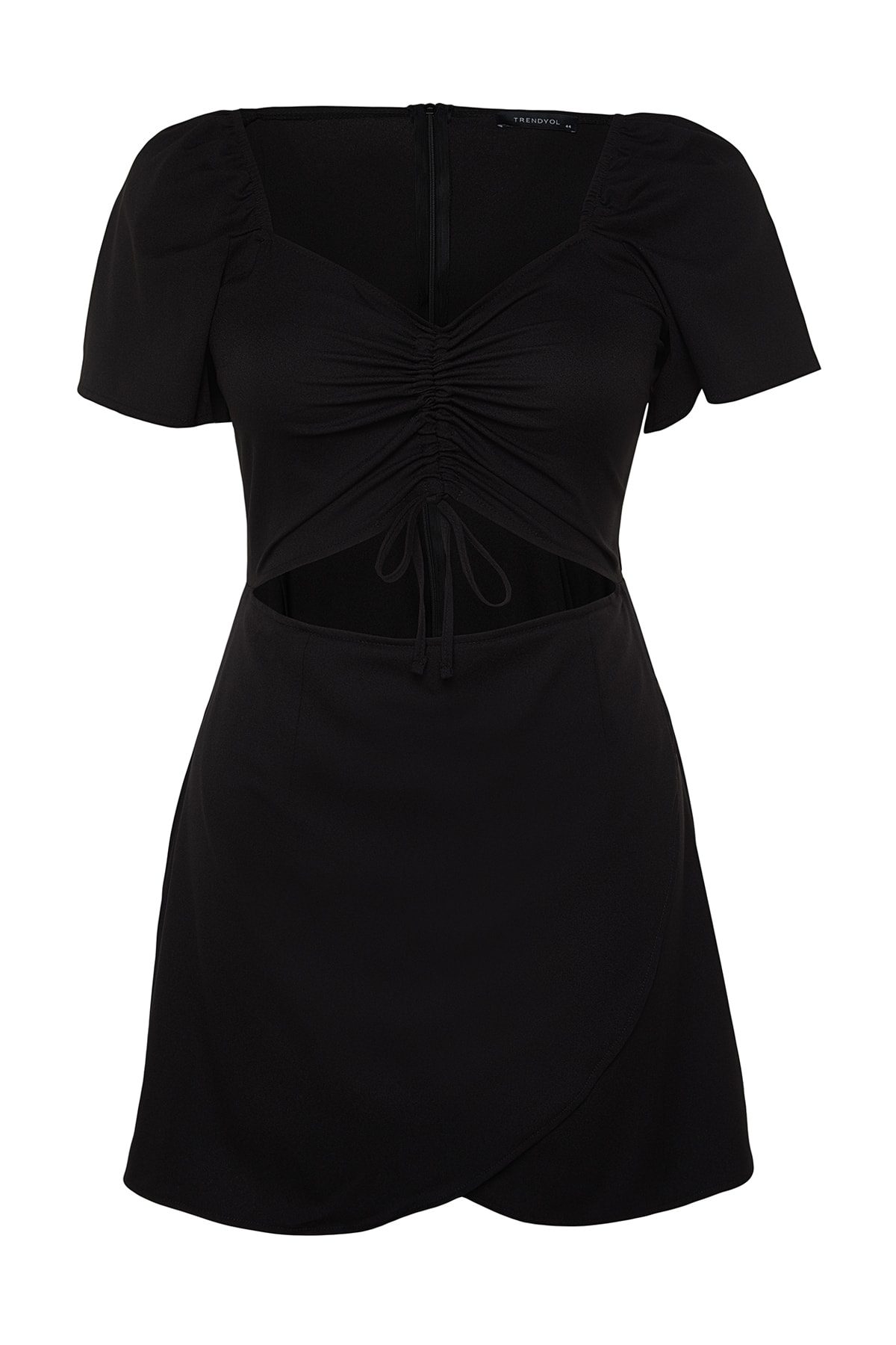 Rochie Trendyol Black Weave cu volane si detaliu decupat