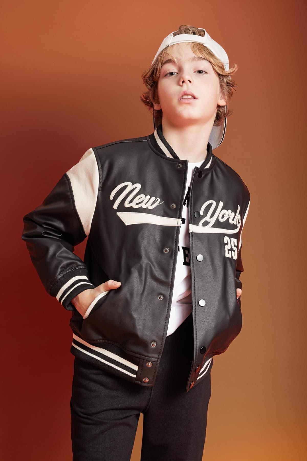 DEFACTO Boy's Water Repellent College Collar Bomber Jacket